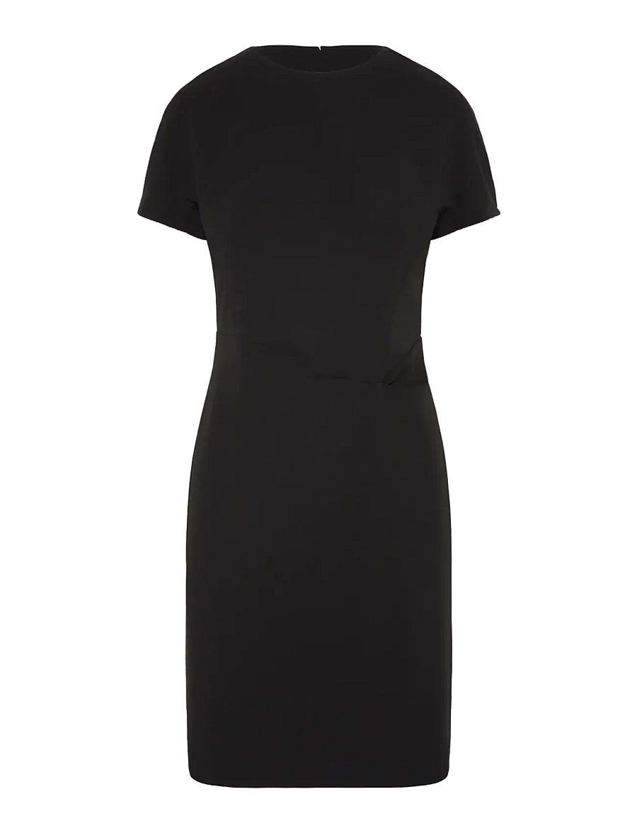 Calvin Klein - SCUBA CREPE SS KNEE LENGTH DRESS - midi kjoler - black - 1