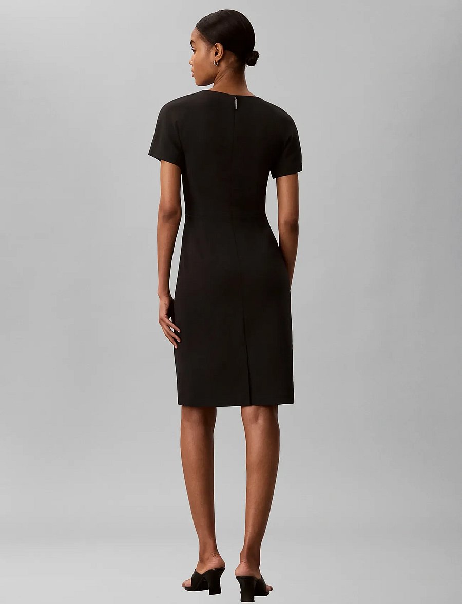 Calvin Klein - SCUBA CREPE SS KNEE LENGTH DRESS - midi kjoler - black - 2