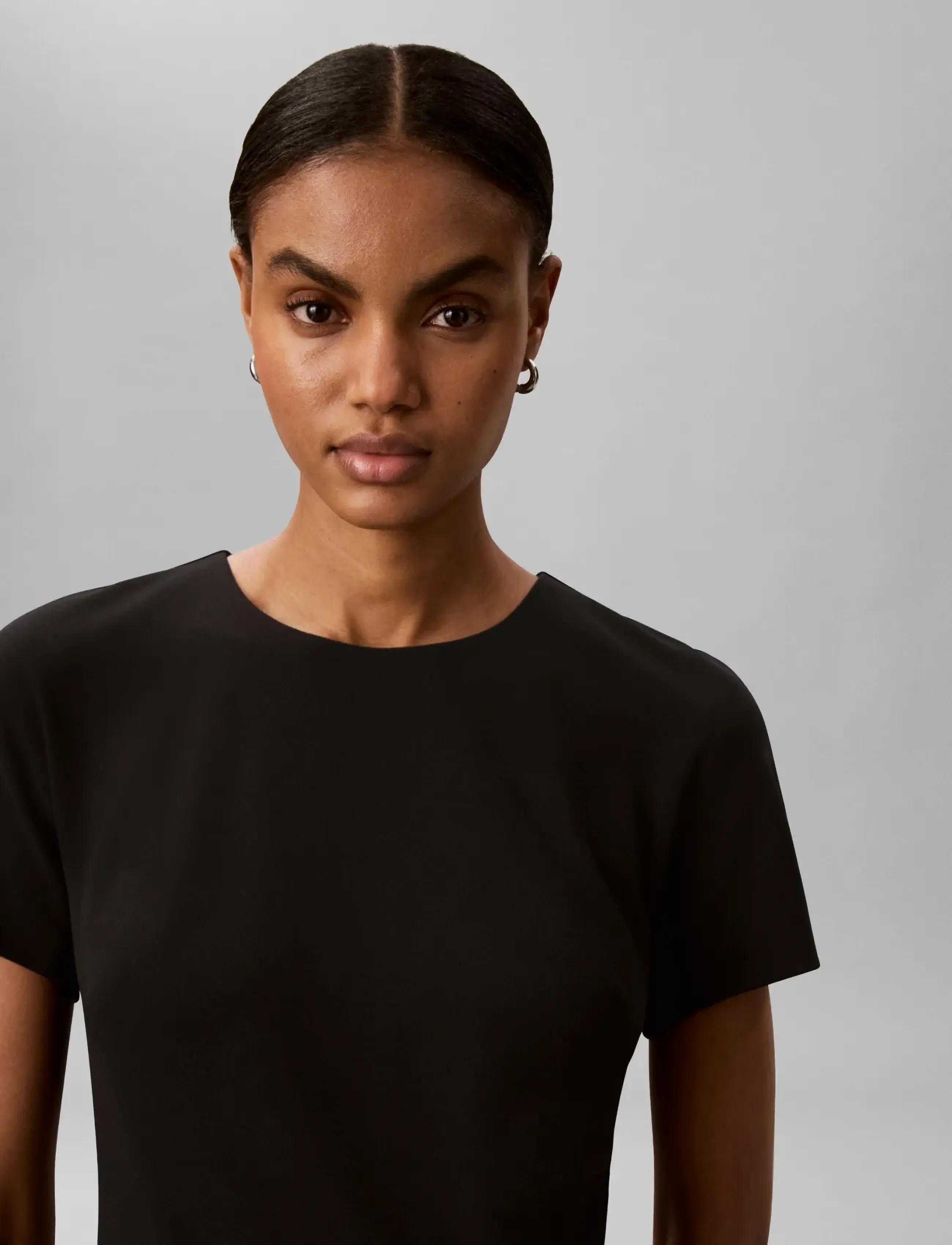 Calvin Klein - SCUBA CREPE SS KNEE LENGTH DRESS - midi kjoler - black - 3