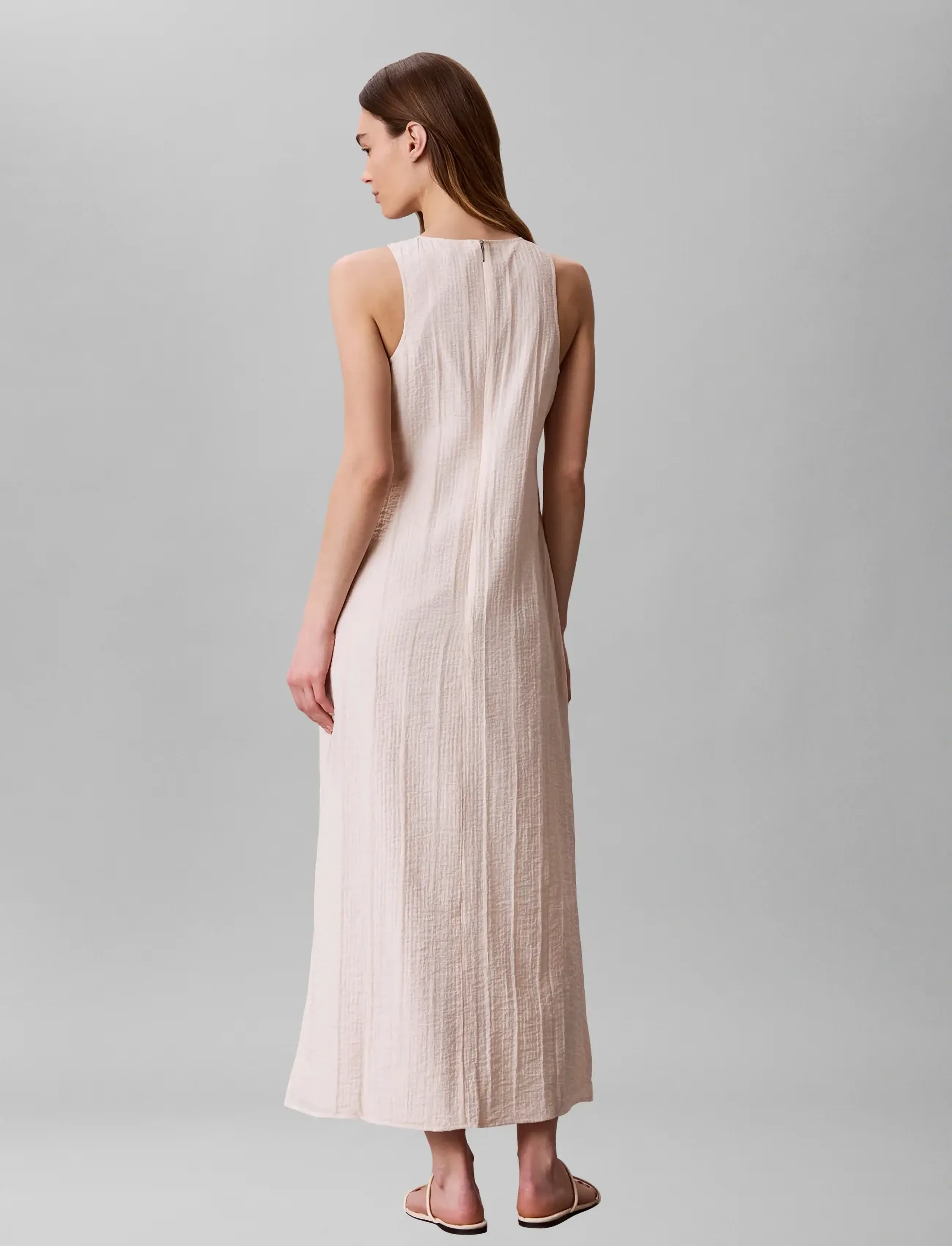 Calvin Klein - VISCOSE SHEER STRIPE SHIFT DRESS - sommerkleider - mother of pearl - 2