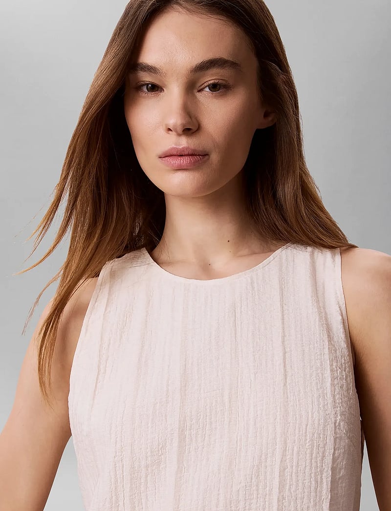 Calvin Klein - VISCOSE SHEER STRIPE SHIFT DRESS - sommerkleider - mother of pearl - 4