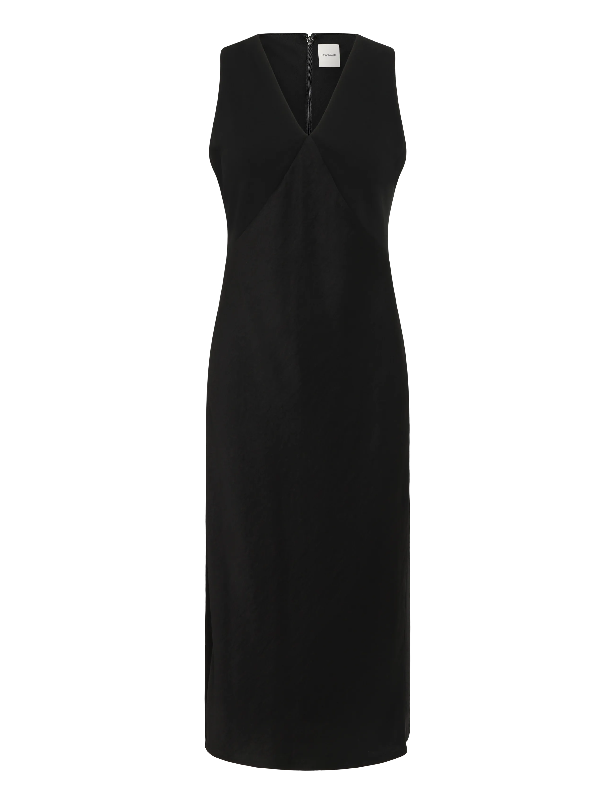 CALVIN KLEIN Crepe Back Satin V Neck Midi Dre Schwarz - M - Damen