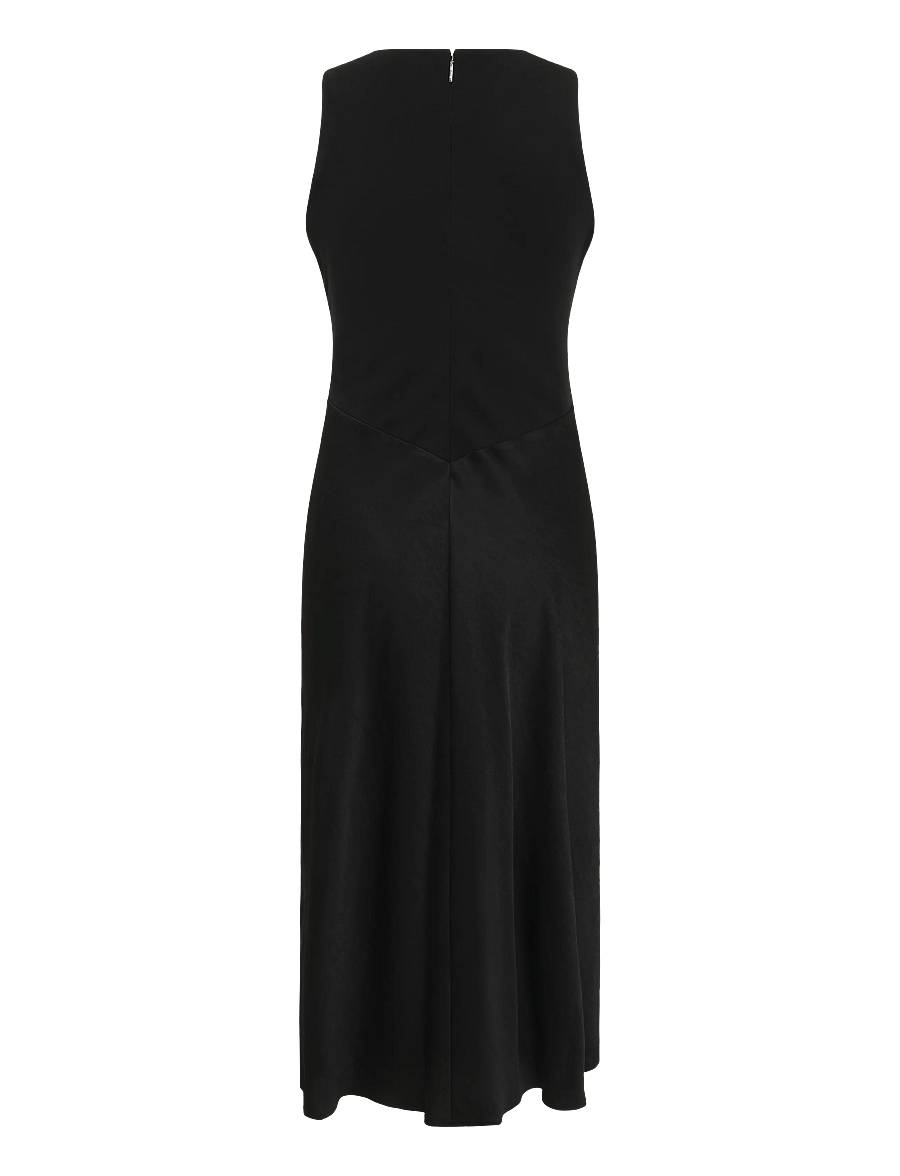 Calvin Klein - CREPE BACK SATIN V NECK MIDI DRE - midi dresses - black - 2