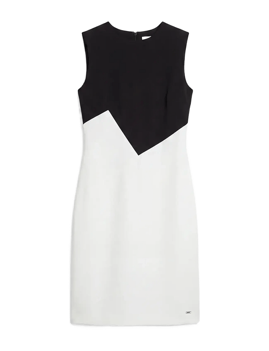 Calvin Klein - SCUBA CREPE SL COLORBLOCK DRESS - bodycon dresses - tofu and black colorblock - 1