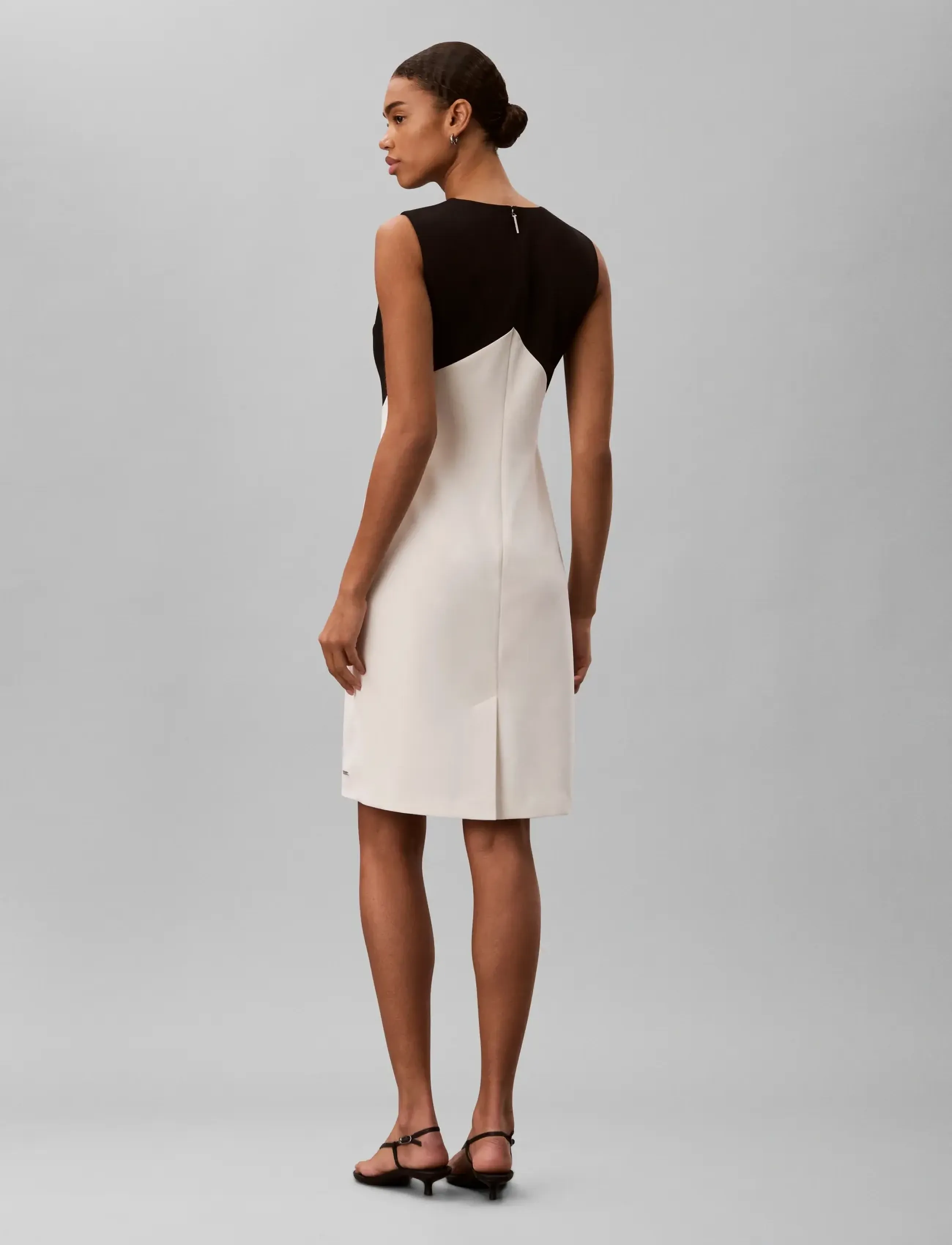 Calvin Klein - SCUBA CREPE SL COLORBLOCK DRESS - tofu and black colorblock - 2
