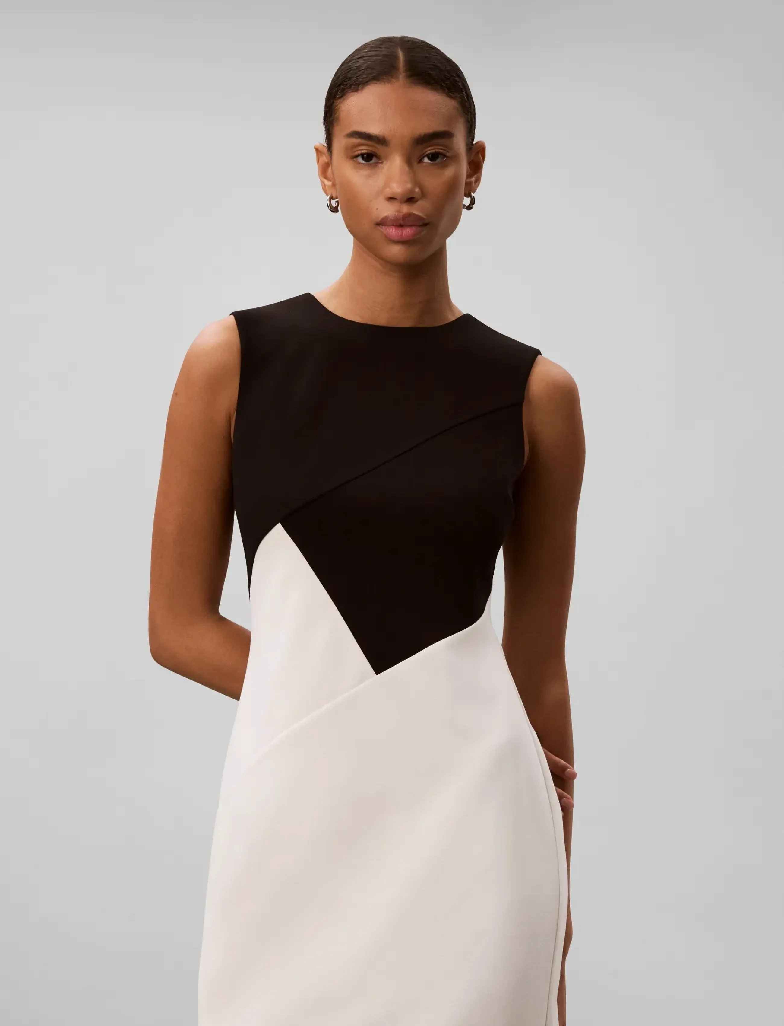 Calvin Klein - SCUBA CREPE SL COLORBLOCK DRESS - tofu and black colorblock - 3