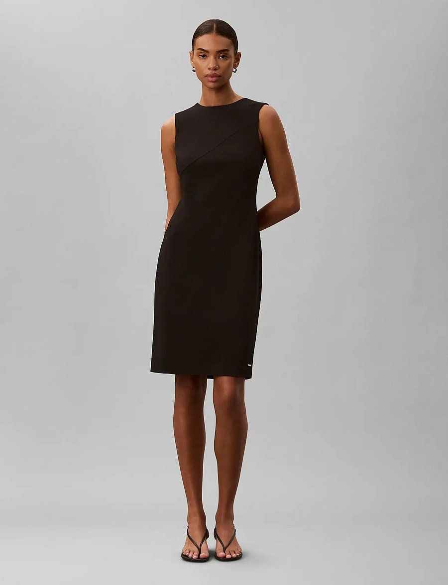 Calvin Klein - SCUBA CREPE SL COLORBLOCK DRESS - black solid - 0