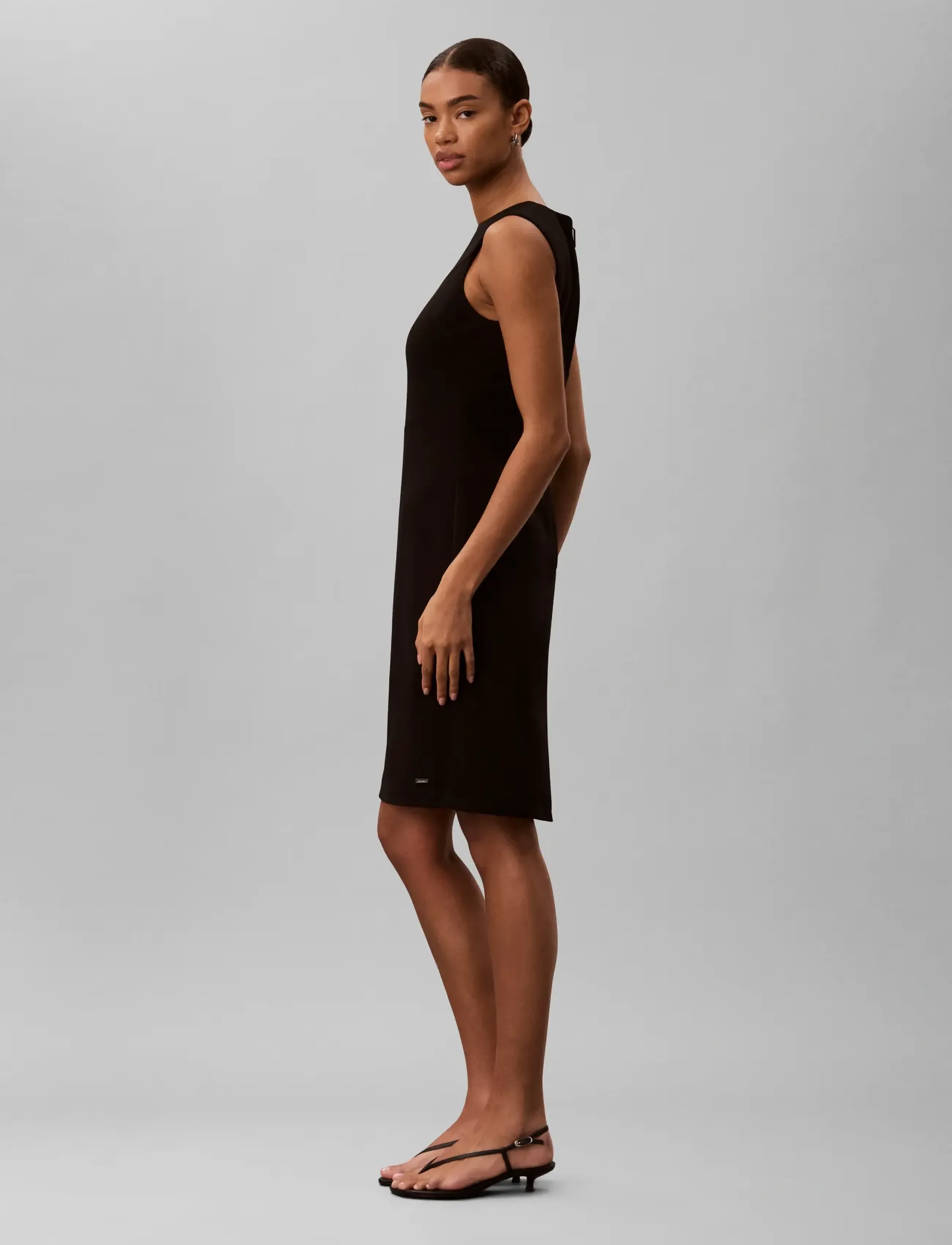 Calvin Klein - SCUBA CREPE SL COLORBLOCK DRESS - black solid - 5