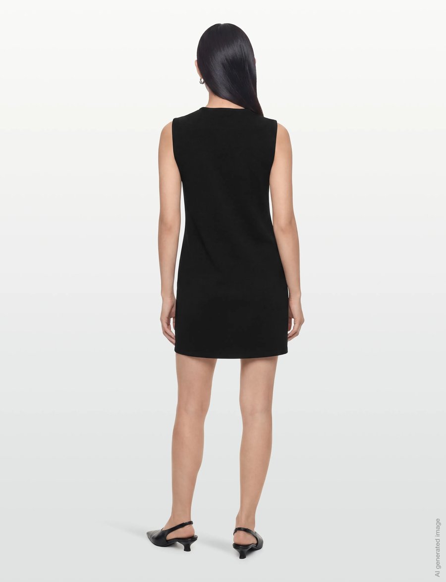 Calvin Klein - SL INTERLOCK V NECK MINI DRESS - party dresses - black - 4
