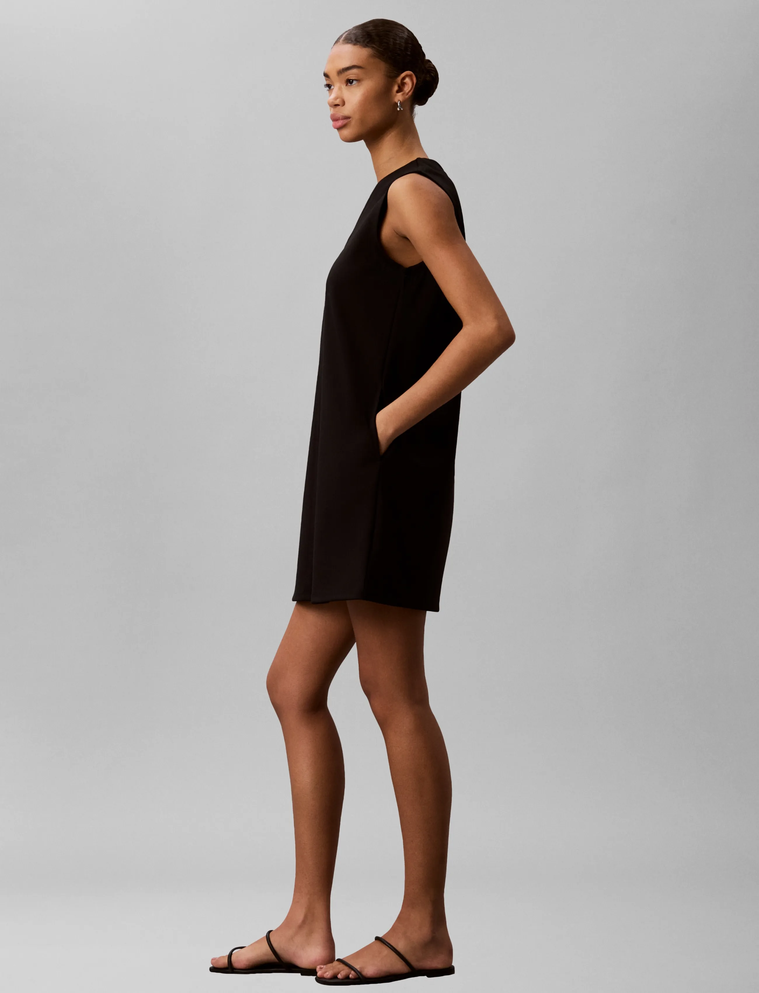 Calvin Klein - SL INTERLOCK V NECK MINI DRESS - premium styles - black - 5