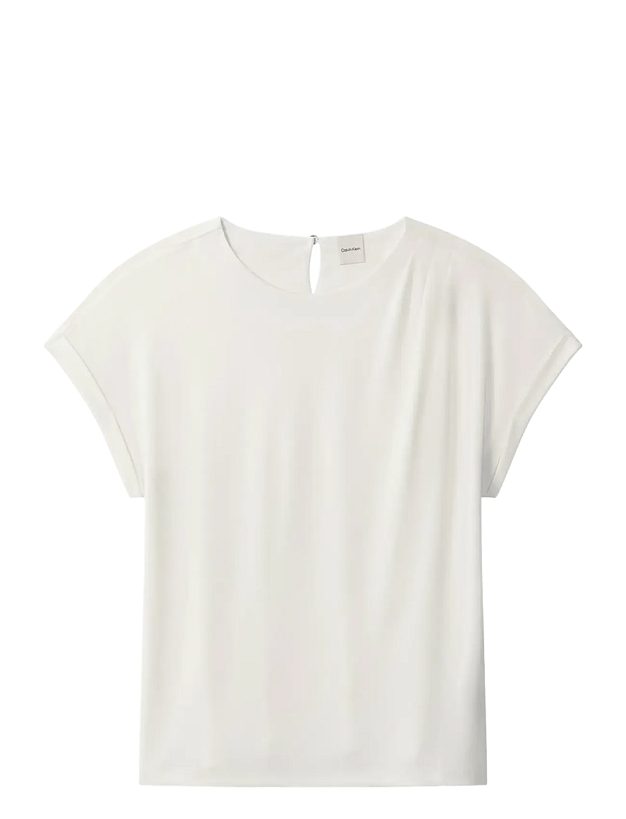 Calvin Klein - SS CREPE JERSEY HARDWARE TOP - t-shirts - tofu - 1