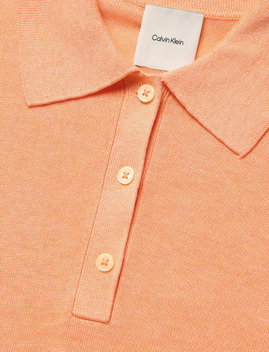 Calvin Klein - FINE GAUGE SS POLO - poloer - peachy day - 2