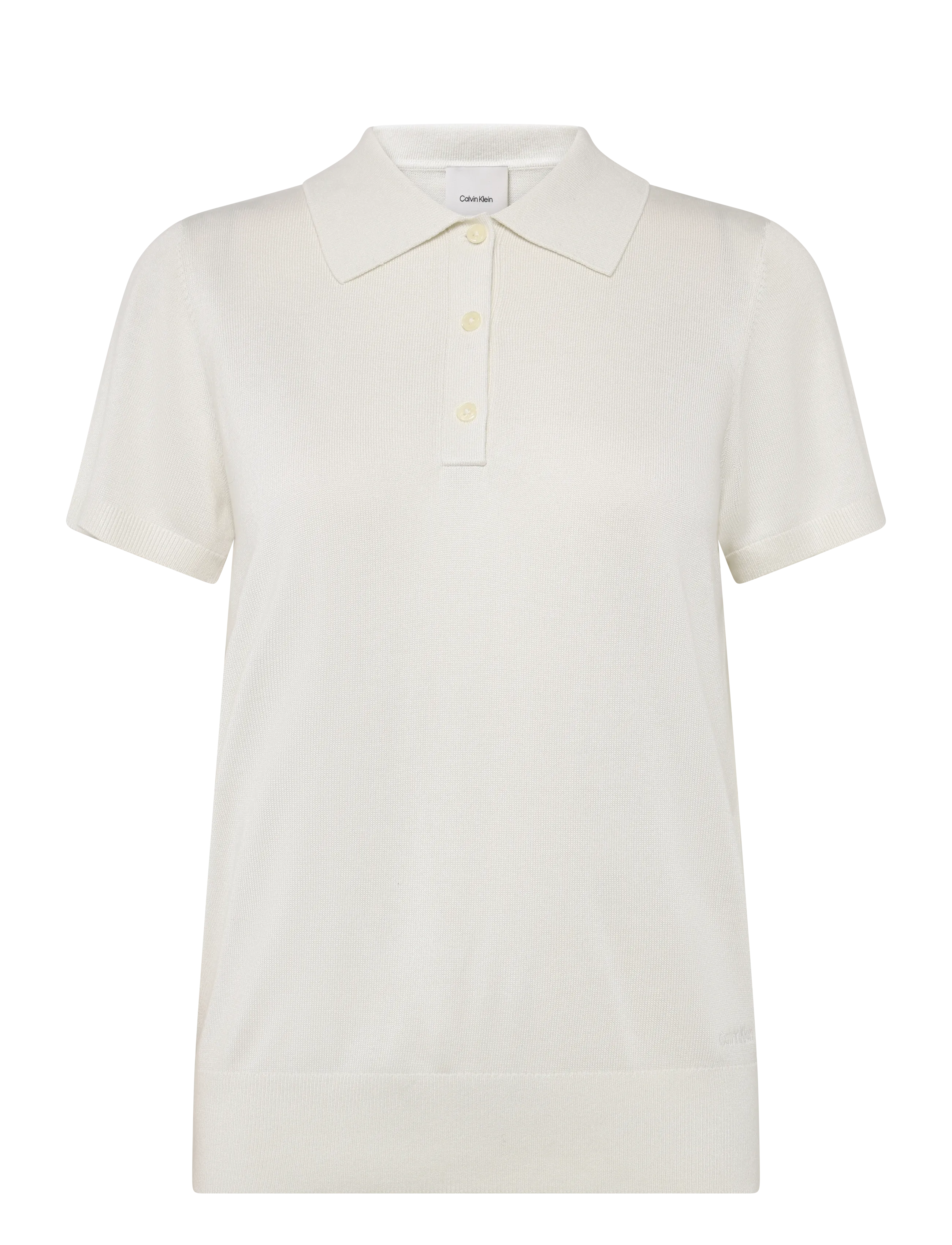 Calvin Klein FINE GAUGE SS POLO - Vêtements - TOFU / cream