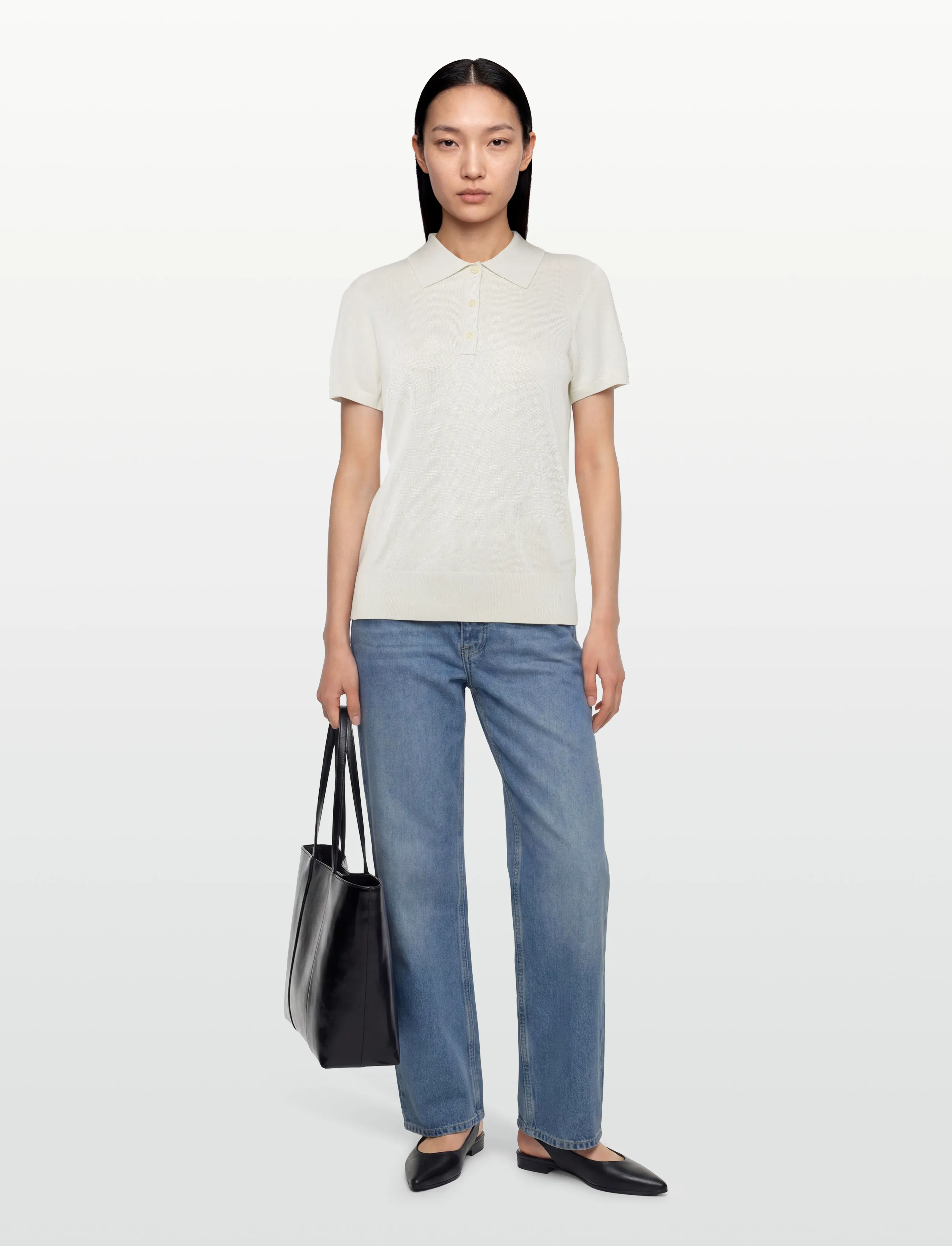 Calvin Klein Fine Gauge Ss Polo, XXS, Cream, T-Shirts Og Toppe > Poloer, Dame