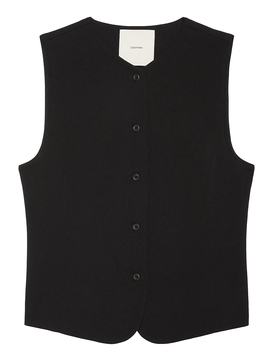 Calvin Klein - STRETCH CREPE VEST - waistcoats - black - 1
