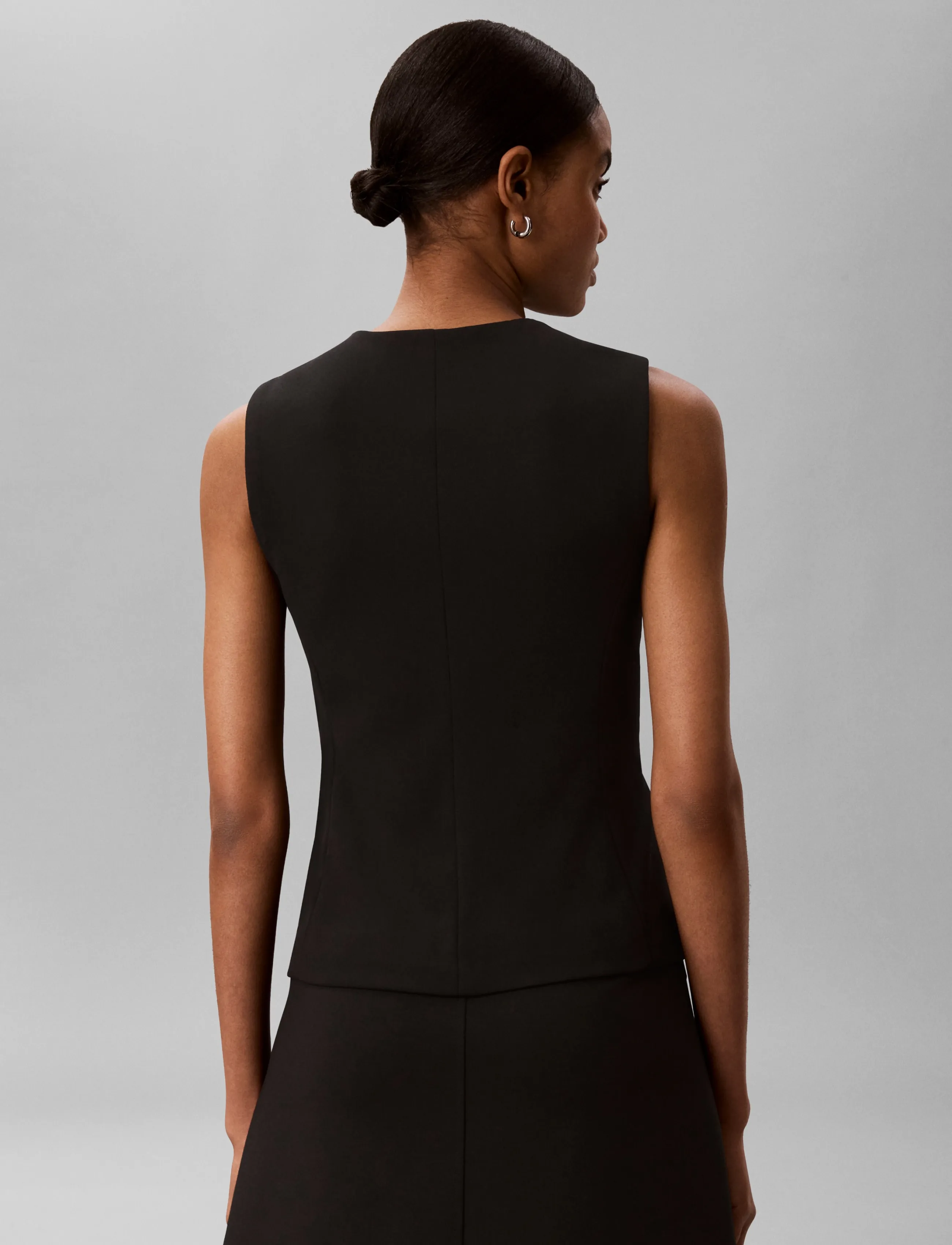 Calvin Klein - STRETCH CREPE VEST - Ülikonna vestid - black - 4