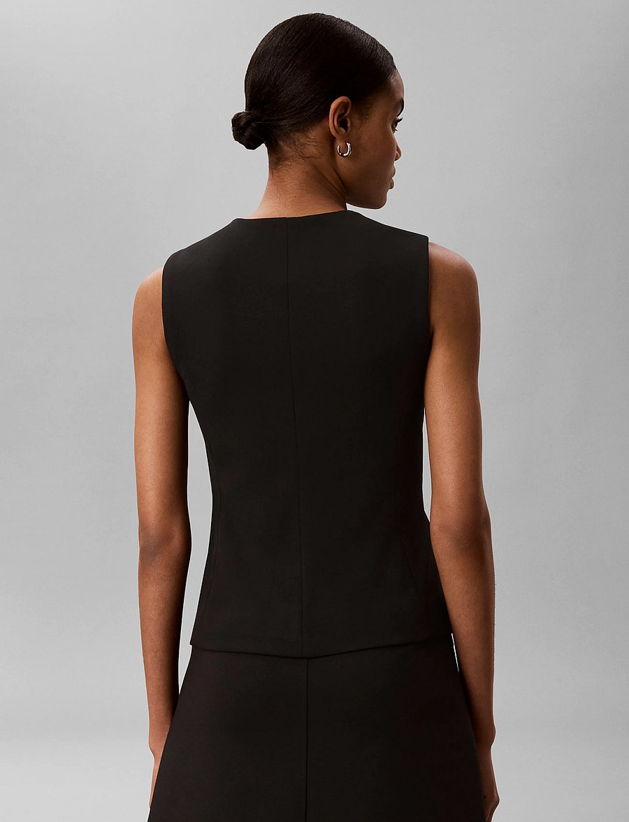 Calvin Klein - STRETCH CREPE VEST - waistcoats - black - 4