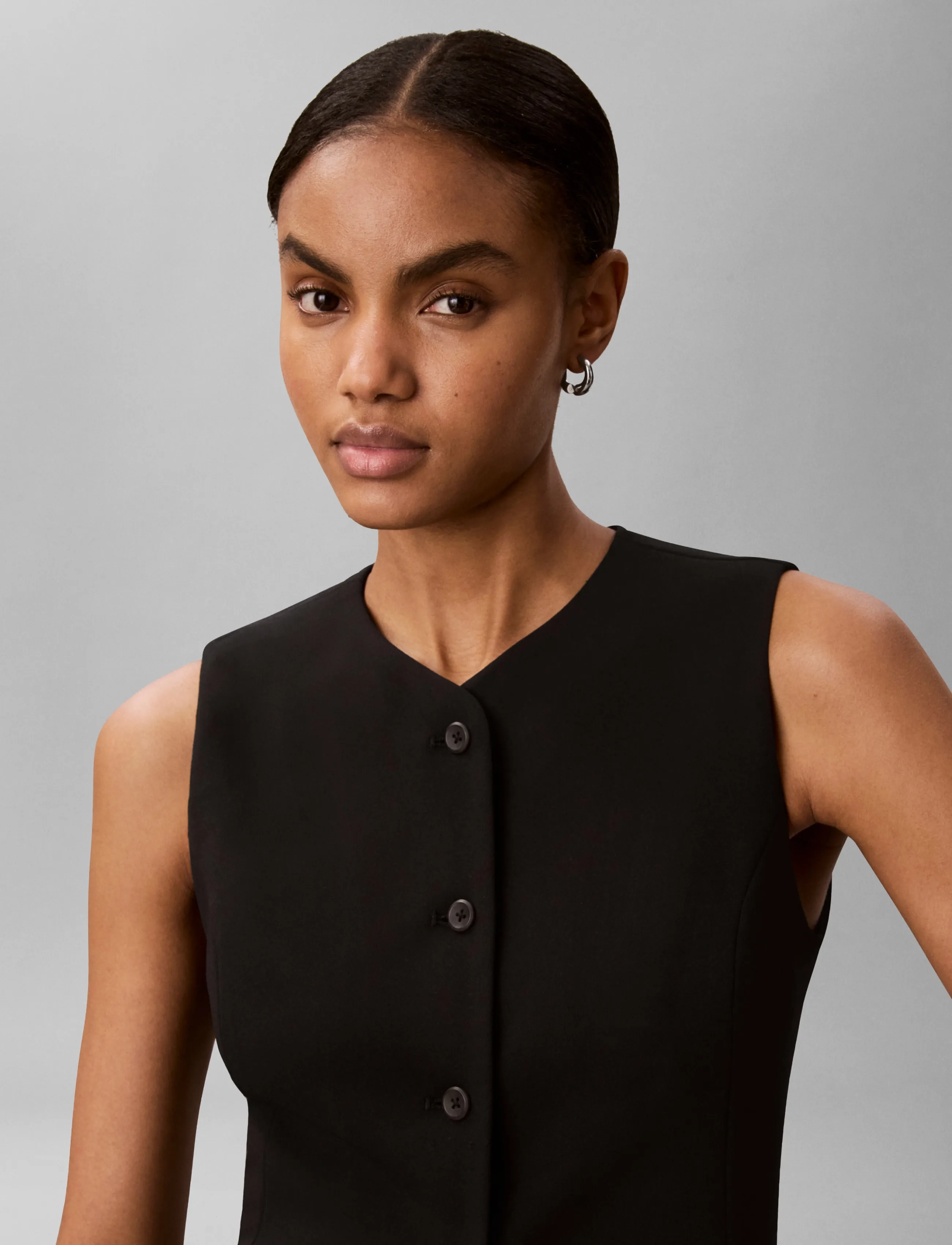 Calvin Klein - STRETCH CREPE VEST - Ülikonna vestid - black - 5