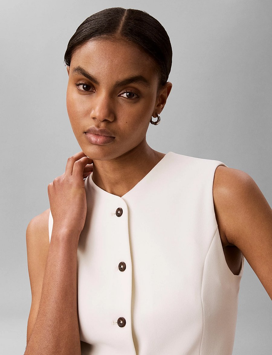 Calvin Klein - STRETCH CREPE VEST - veste - tofu - 4