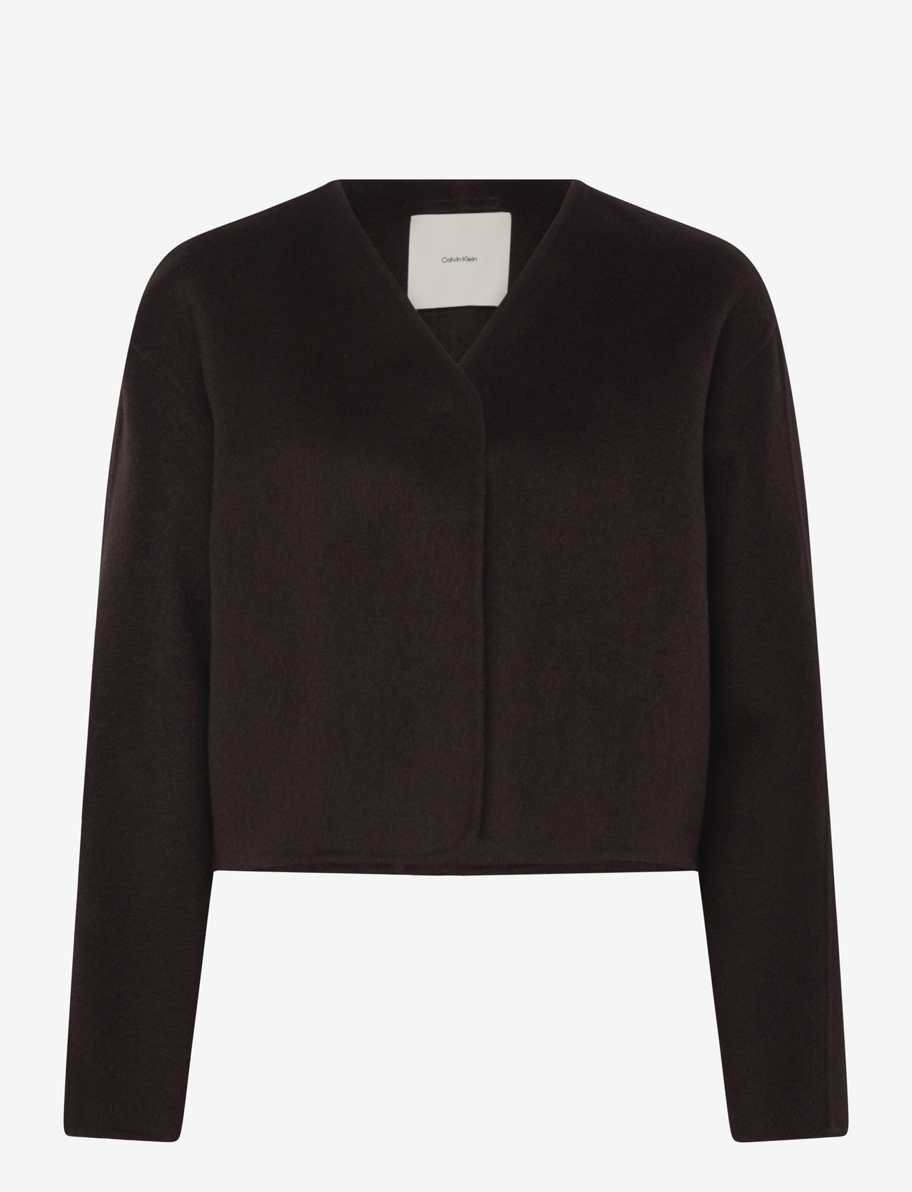Calvin Klein - SHORT DF WOOL CARDIGAN JACKET - uldjakker - b2552 dark brown - 0