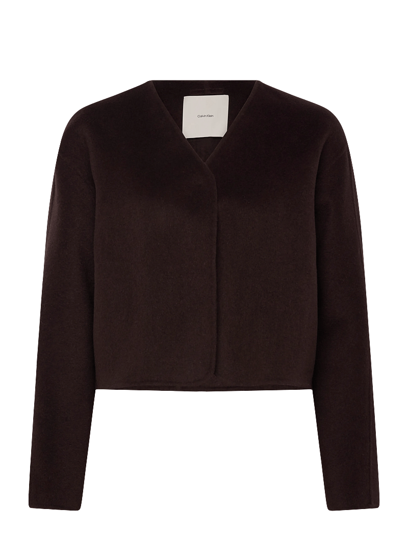 Calvin Klein - SHORT DF WOOL CARDIGAN JACKET - uldjakker - b2552 dark brown - 0