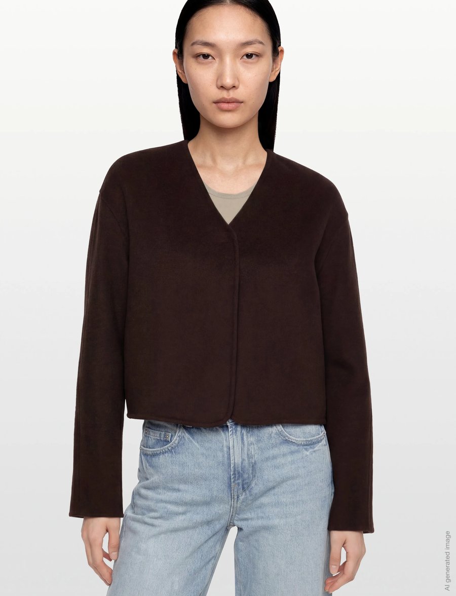Calvin Klein - SHORT DF WOOL CARDIGAN JACKET - wełniane kurtki - b2552 dark brown - 3