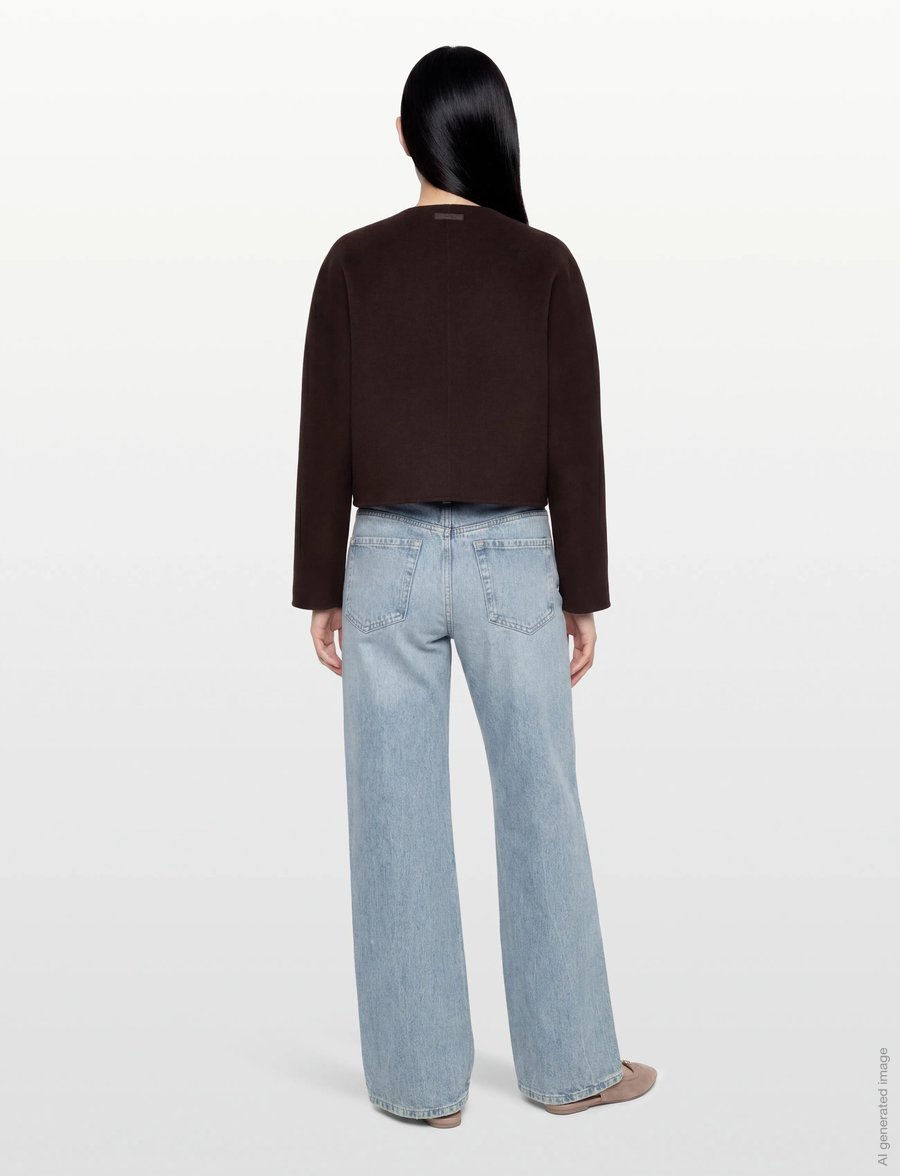 Calvin Klein - SHORT DF WOOL CARDIGAN JACKET - wełniane kurtki - b2552 dark brown - 4