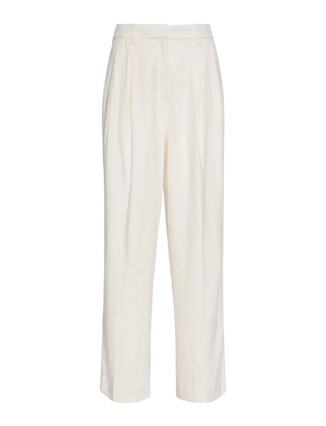 Calvin Klein - LINEN BLEND WIDE LEG PLEATED TRO - bukser med brede ben - tofu - 1