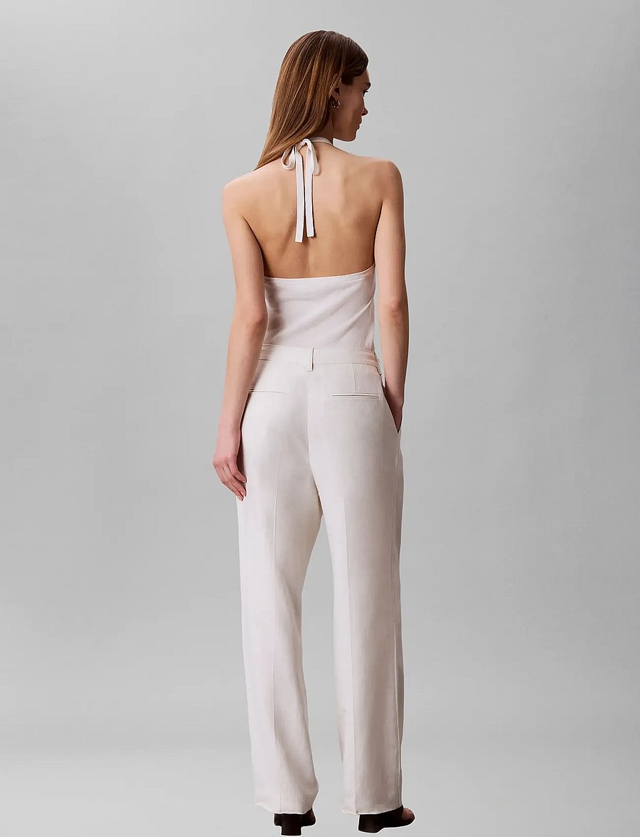 Calvin Klein - LINEN BLEND WIDE LEG PLEATED TRO - bukser med brede ben - tofu - 4