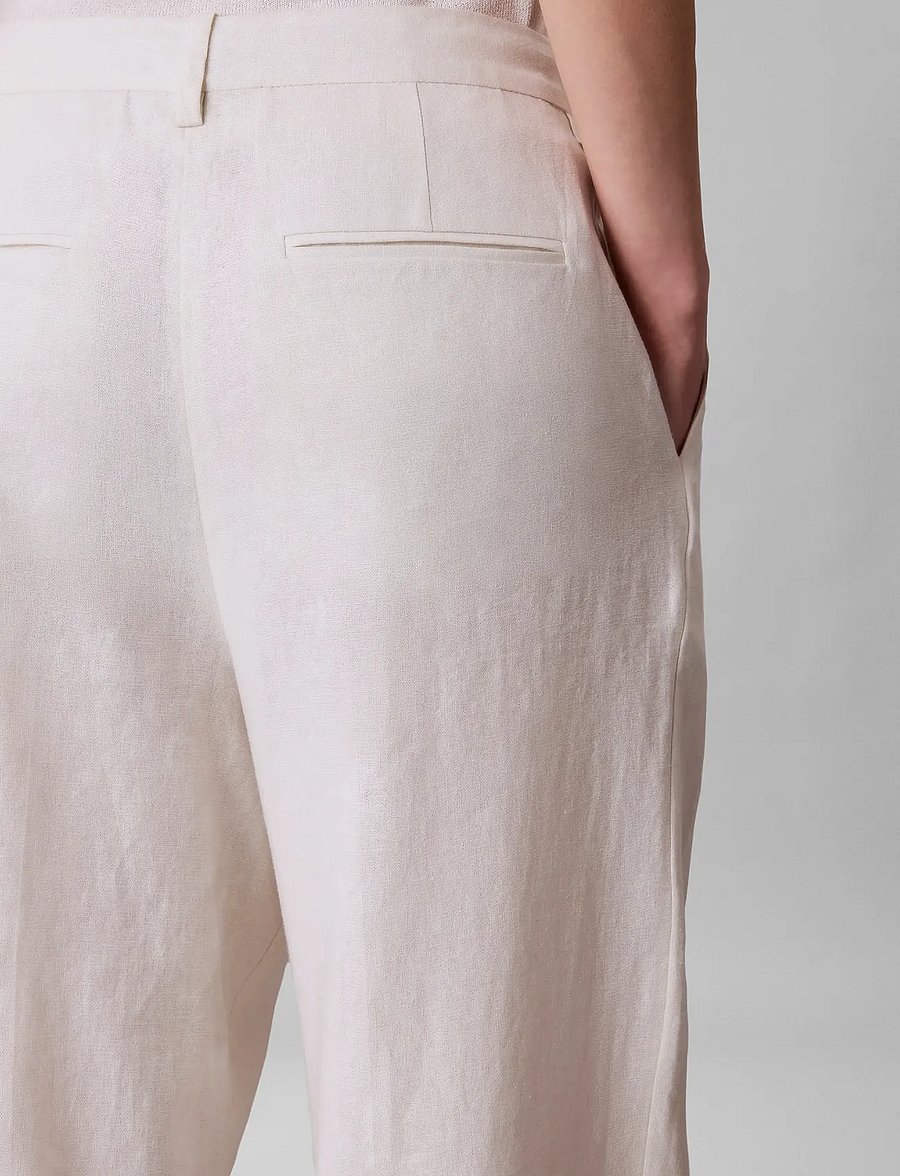 Calvin Klein - LINEN BLEND WIDE LEG PLEATED TRO - bukser med brede ben - tofu - 5