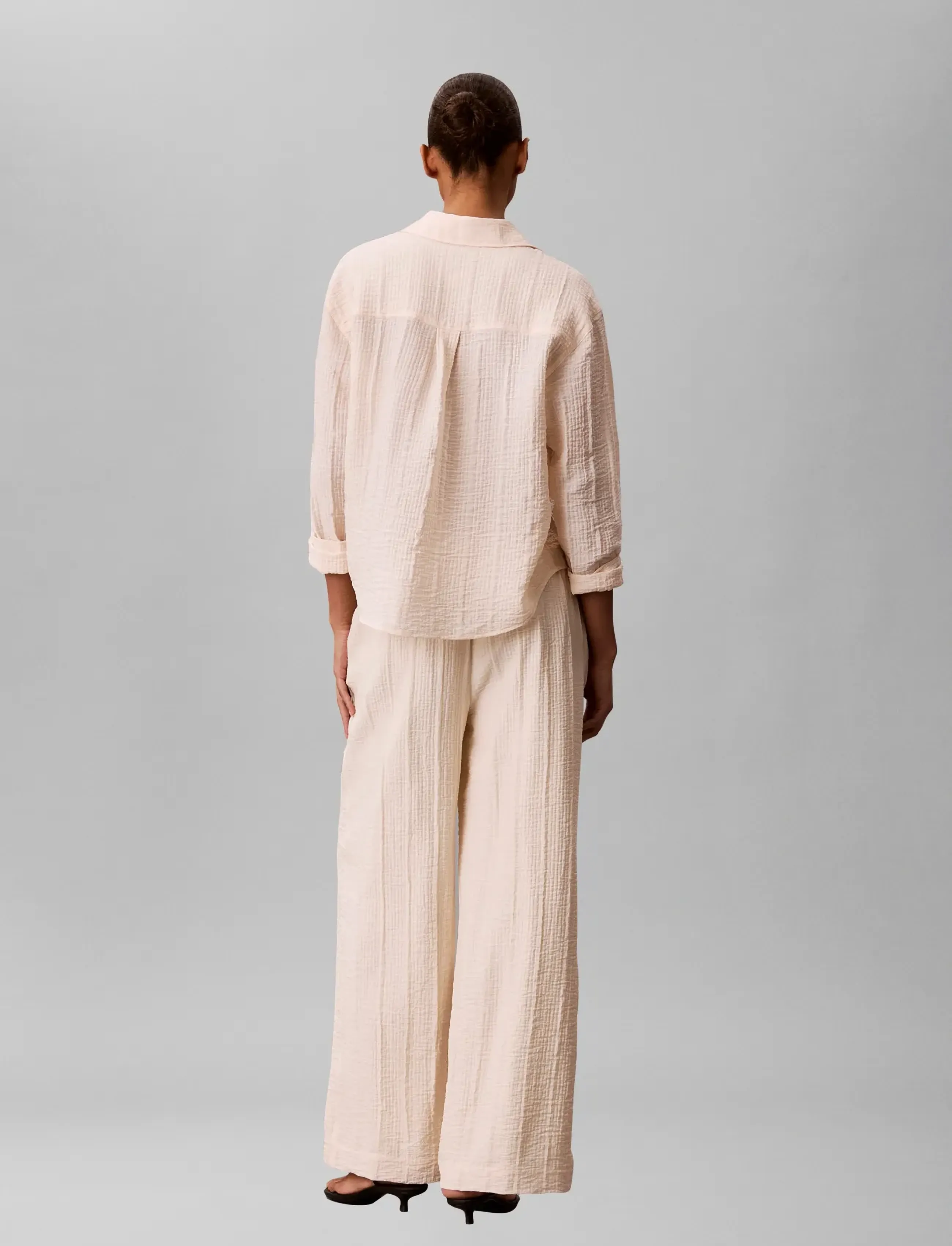 Calvin Klein - VISCOSE SHEER STRIPE PANT - straight leg trousers - mother of pearl - 3
