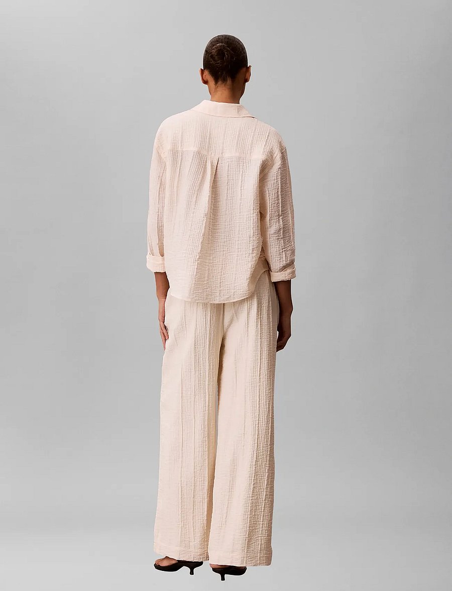Calvin Klein - VISCOSE SHEER STRIPE PANT - straight leg trousers - mother of pearl - 3