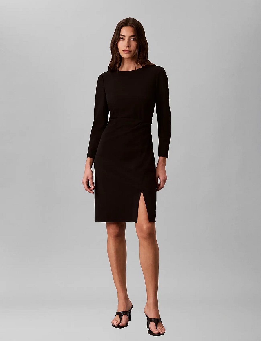 Calvin Klein - SCUBA CREPE 3/4 SLV TWIST DRESS - black - 0
