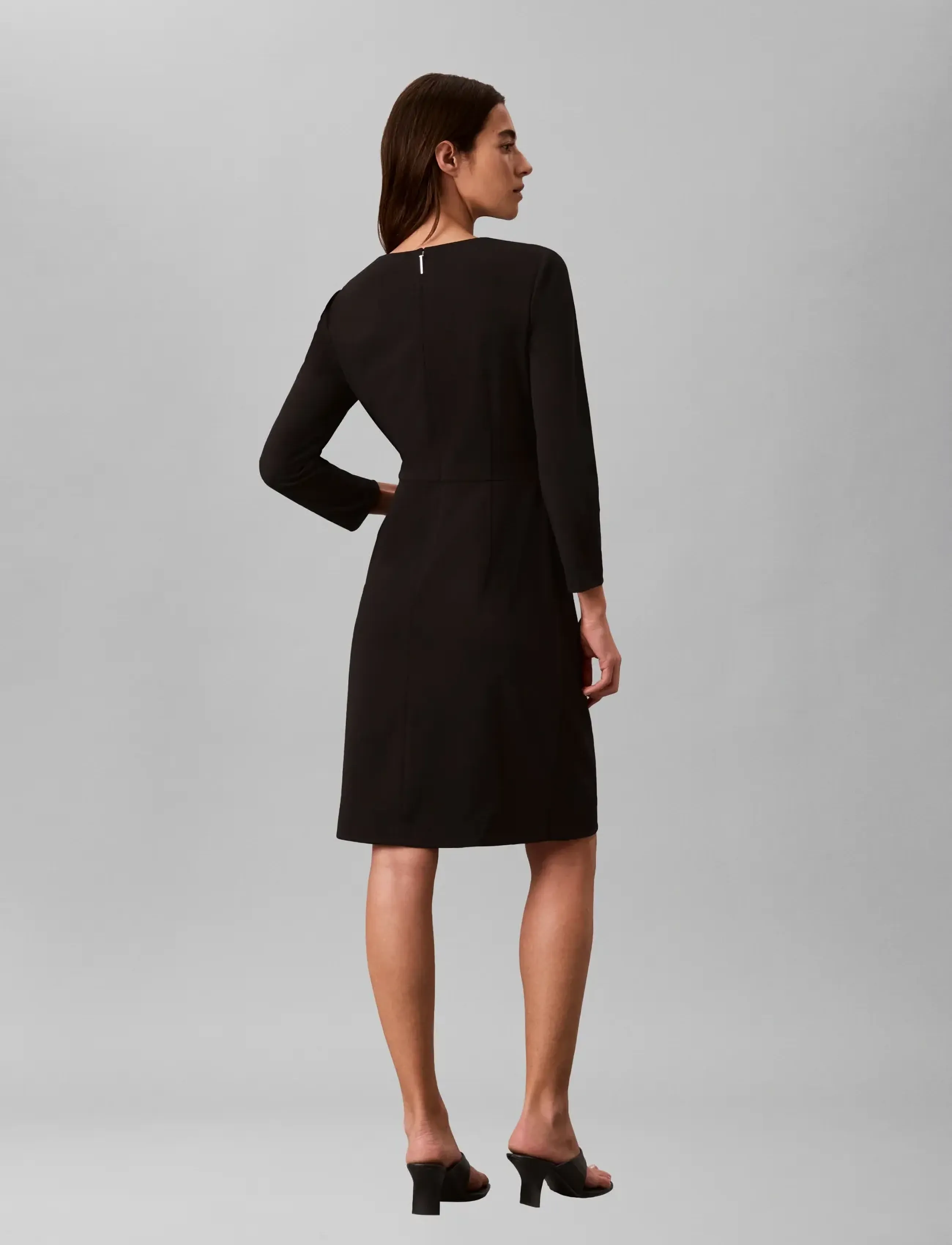 Calvin Klein - SCUBA CREPE 3/4 SLV TWIST DRESS - black - 2