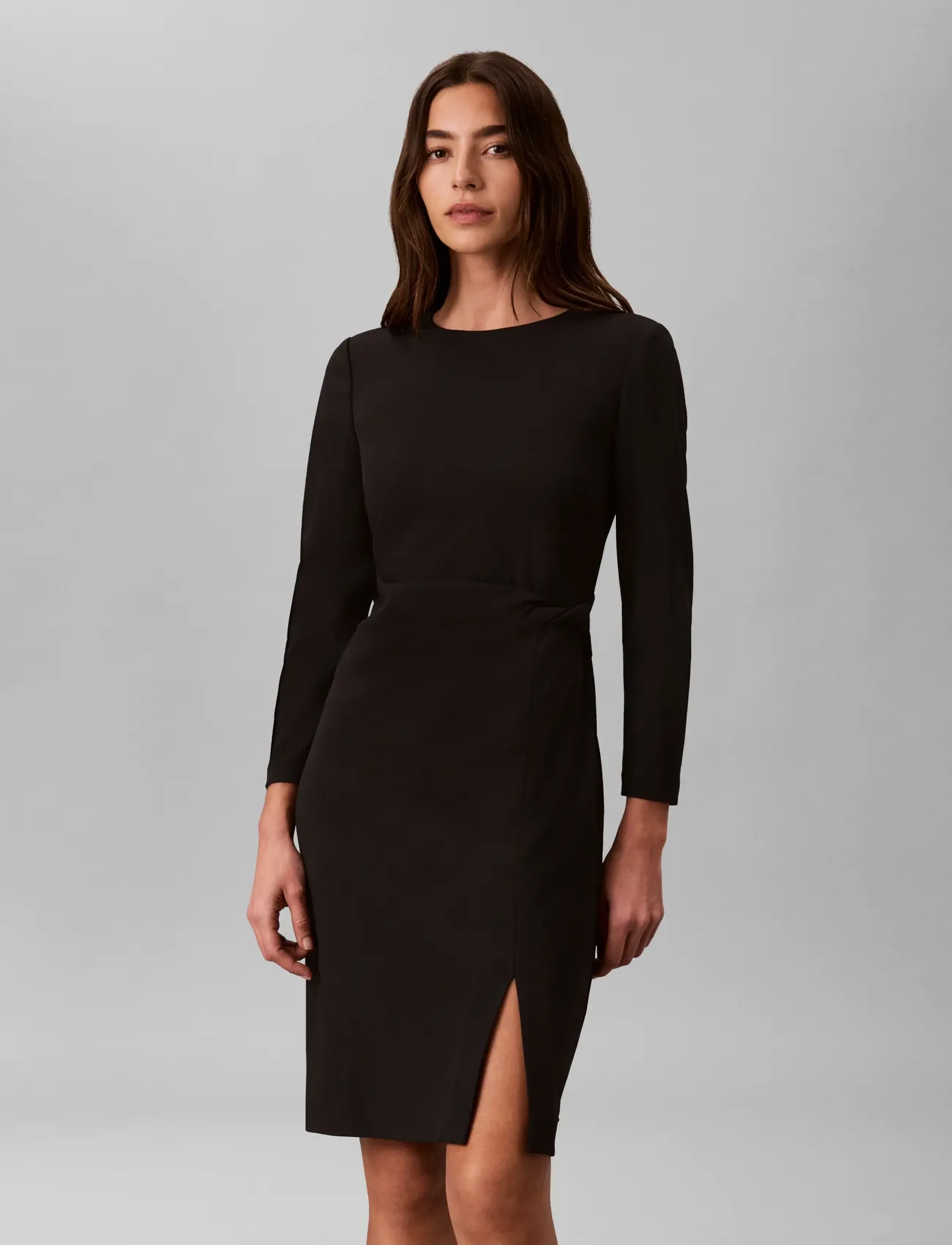 Calvin Klein - SCUBA CREPE 3/4 SLV TWIST DRESS - black - 3