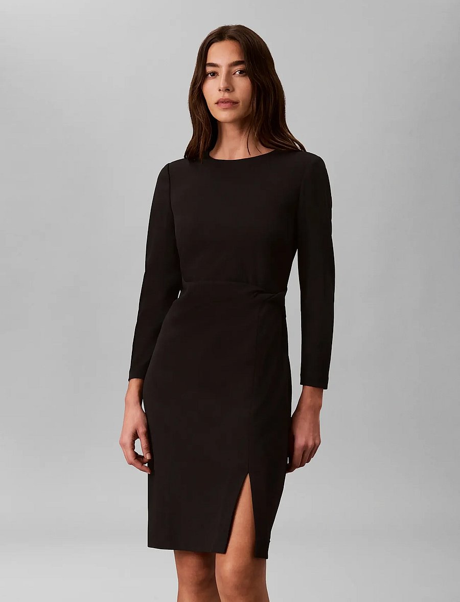 Calvin Klein - SCUBA CREPE 3/4 SLV TWIST DRESS - black - 3