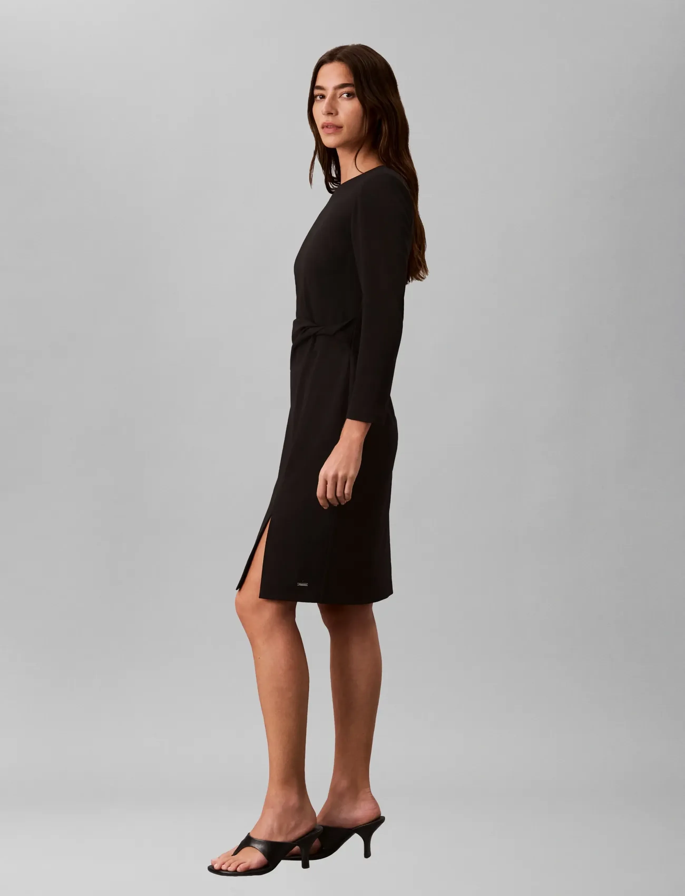Calvin Klein - SCUBA CREPE 3/4 SLV TWIST DRESS - black - 5