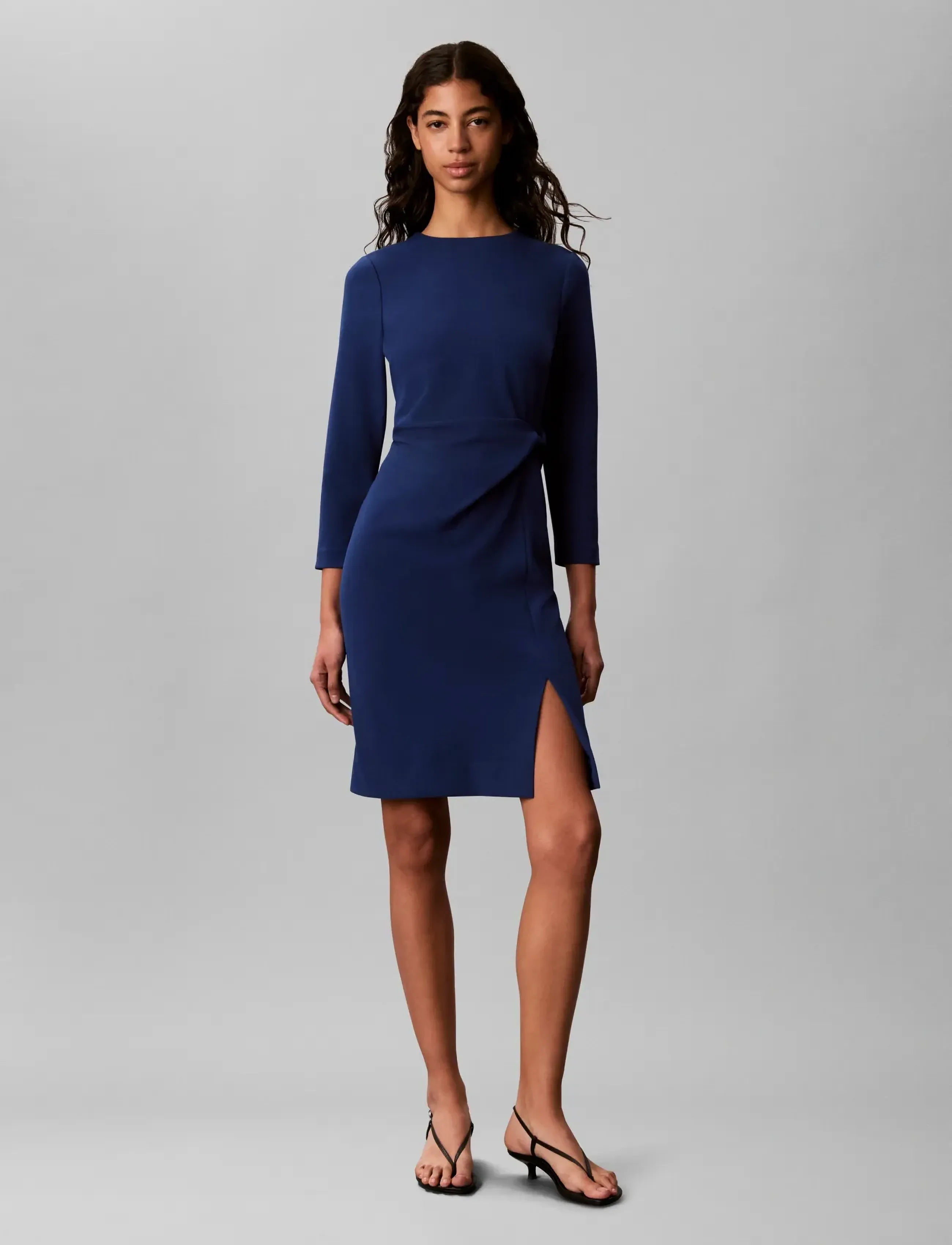Calvin Klein SCUBA CREPE 3/4 SLV TWIST DRESS - Tøj - ESTATE BLUE / navy