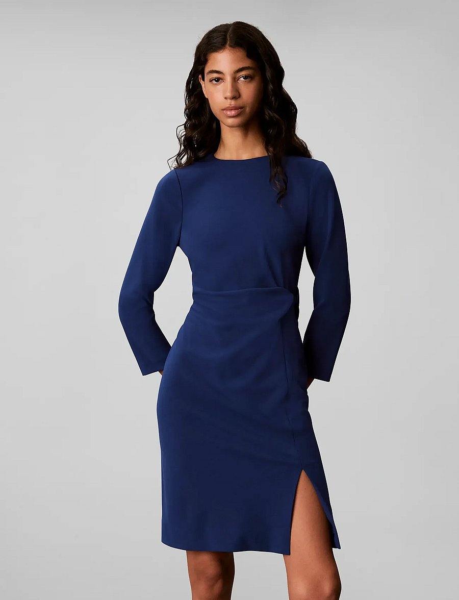 Calvin Klein - SCUBA CREPE 3/4 SLV TWIST DRESS - etuikleider - estate blue - 3