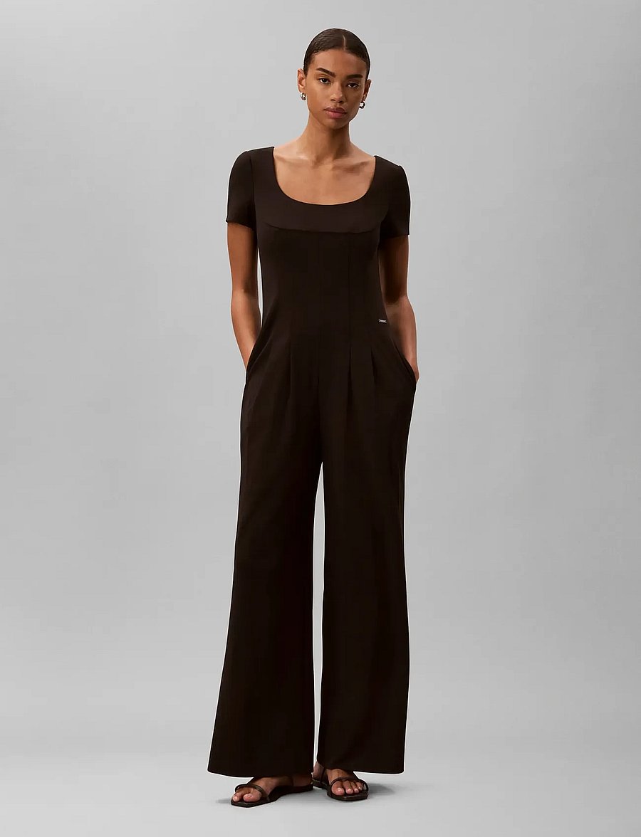 Calvin Klein - SCUBA CREPE SS JUMPSUIT - black - 0