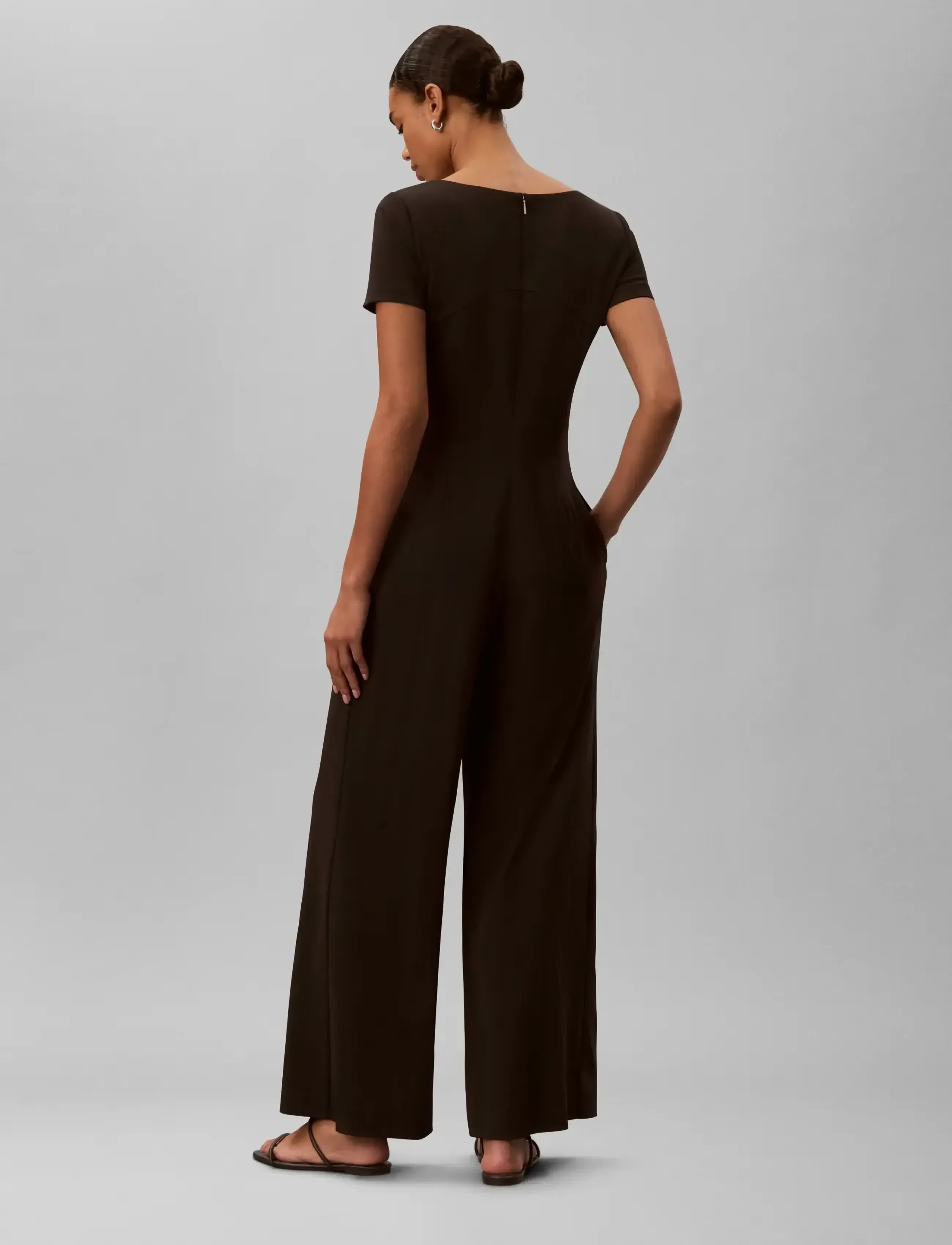 Calvin Klein - SCUBA CREPE SS JUMPSUIT - black - 2