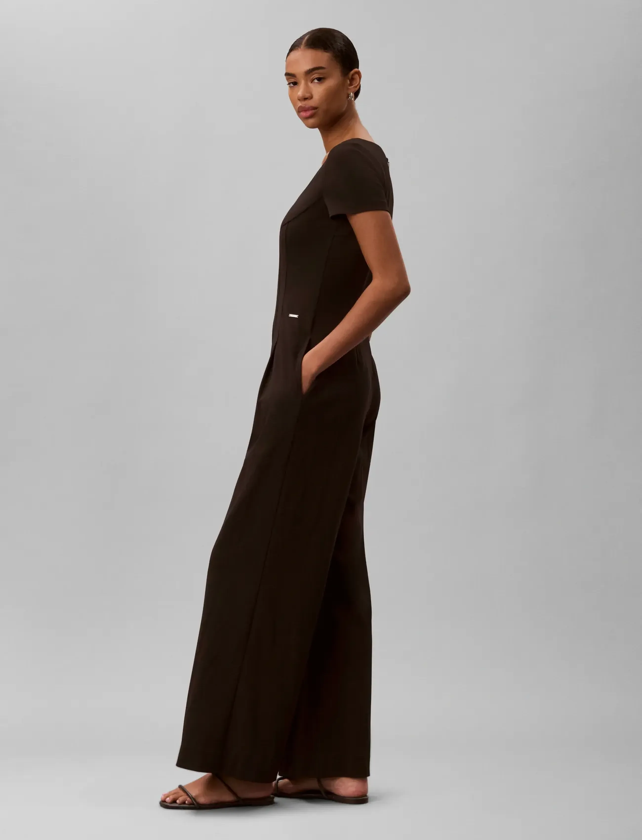 Calvin Klein - SCUBA CREPE SS JUMPSUIT - black - 5