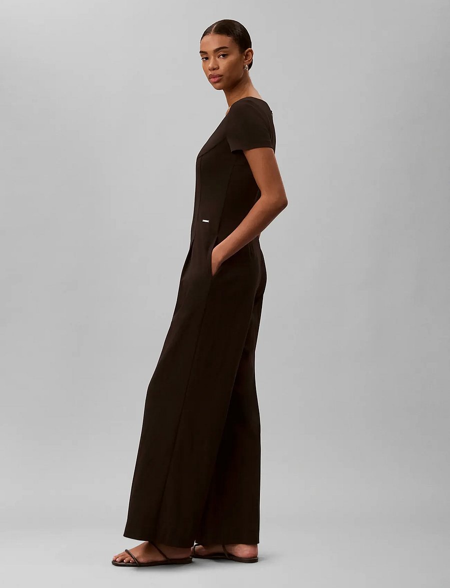 Calvin Klein - SCUBA CREPE SS JUMPSUIT - black - 5
