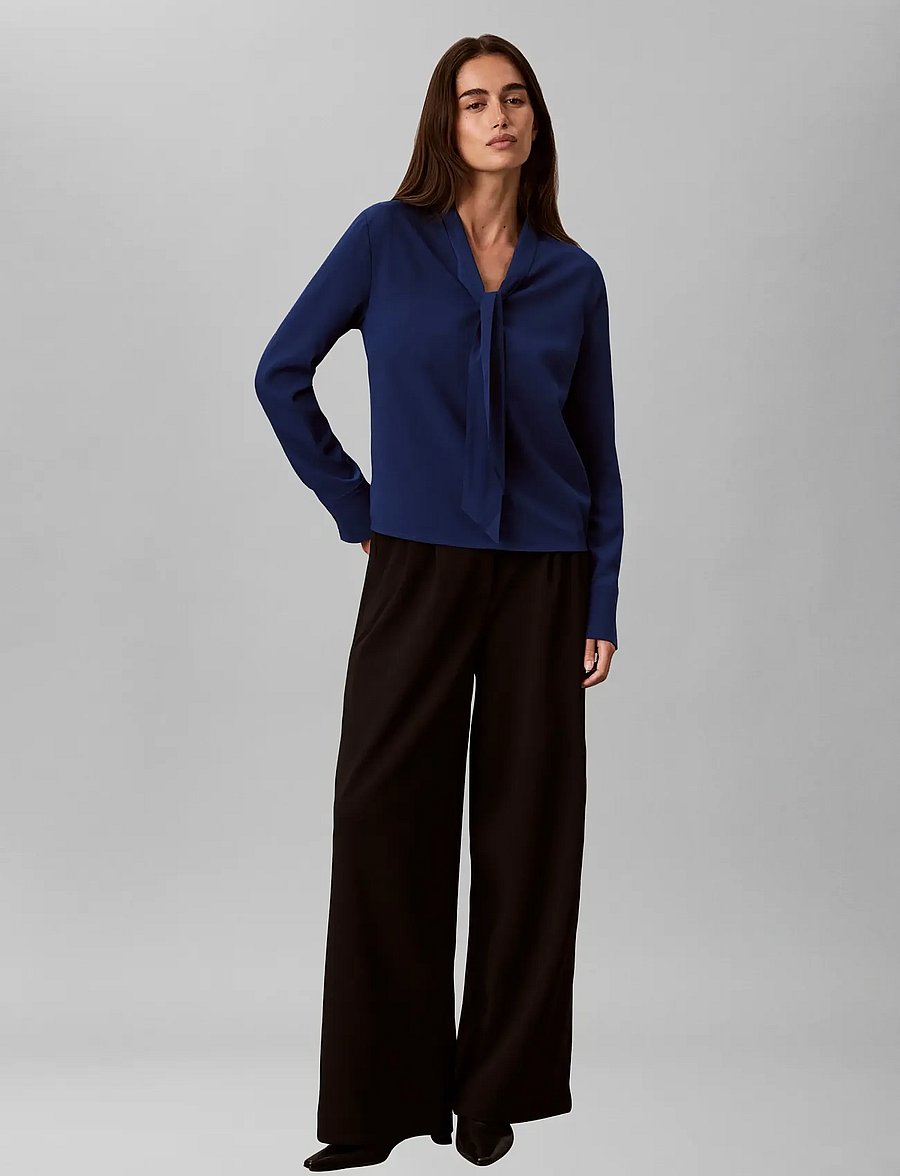 Calvin Klein - CDC LS SCARF TOP - långärmade blusar - estate blue - 0