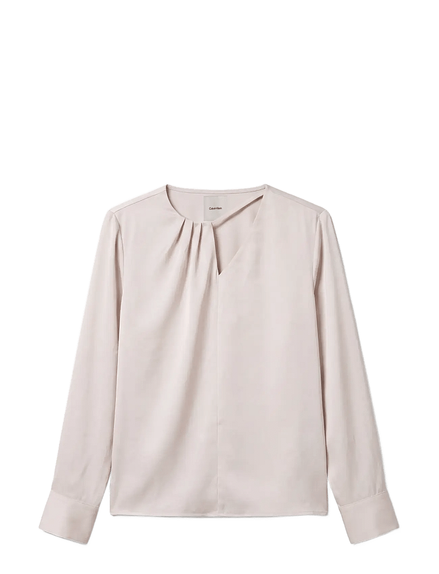 Calvin Klein - SATIN ASYM LS TOP - white sand - 1