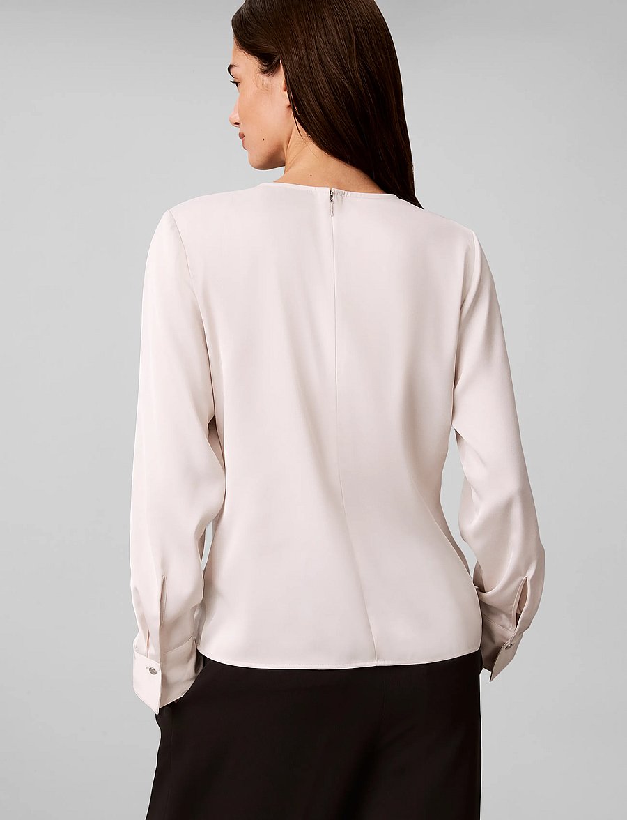 Calvin Klein - SATIN ASYM LS TOP - white sand - 2