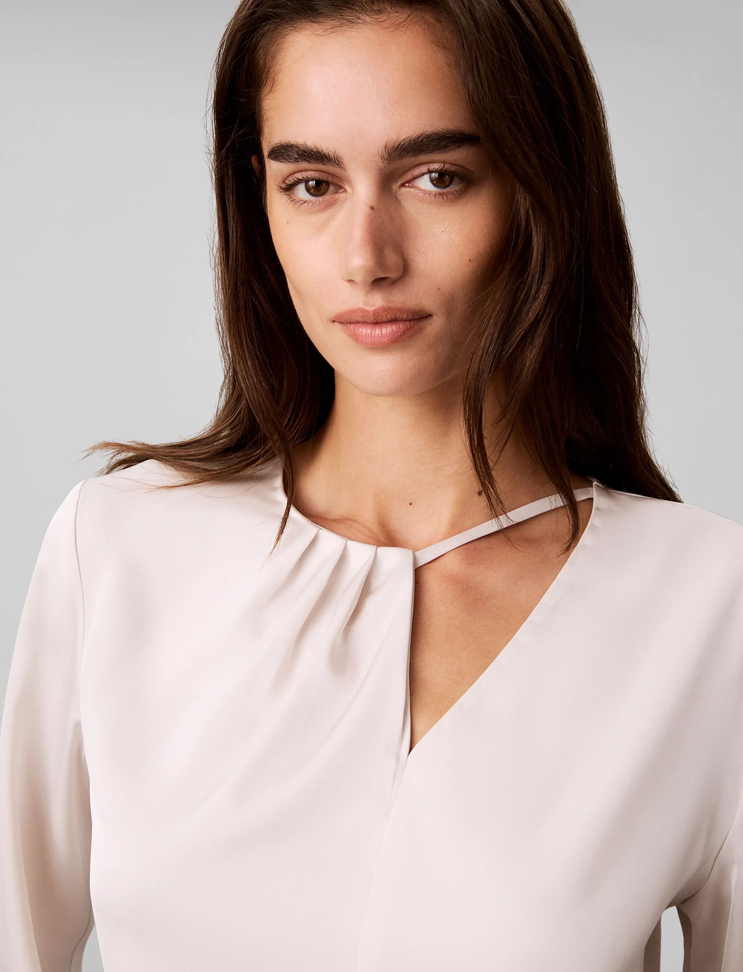 Calvin Klein - SATIN ASYM LS TOP - white sand - 4