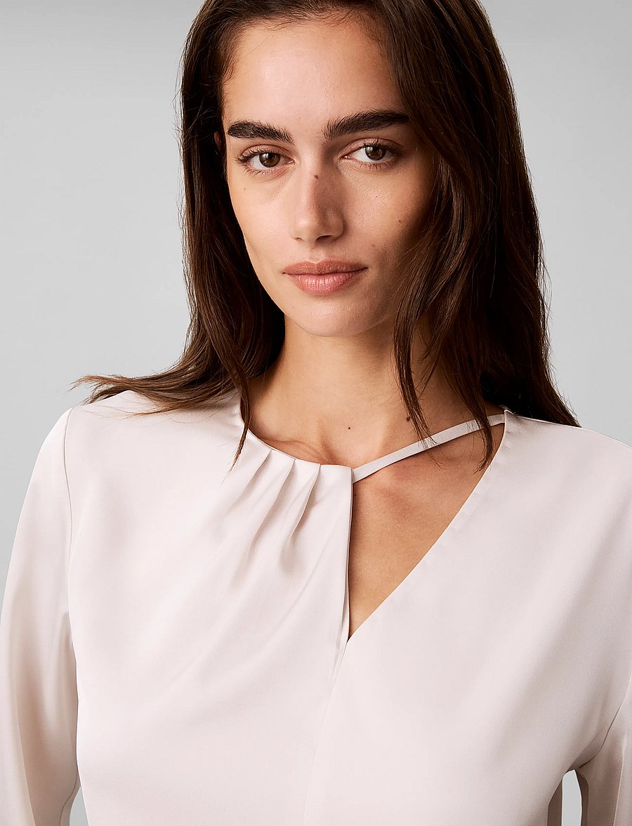 Calvin Klein - SATIN ASYM LS TOP - white sand - 4
