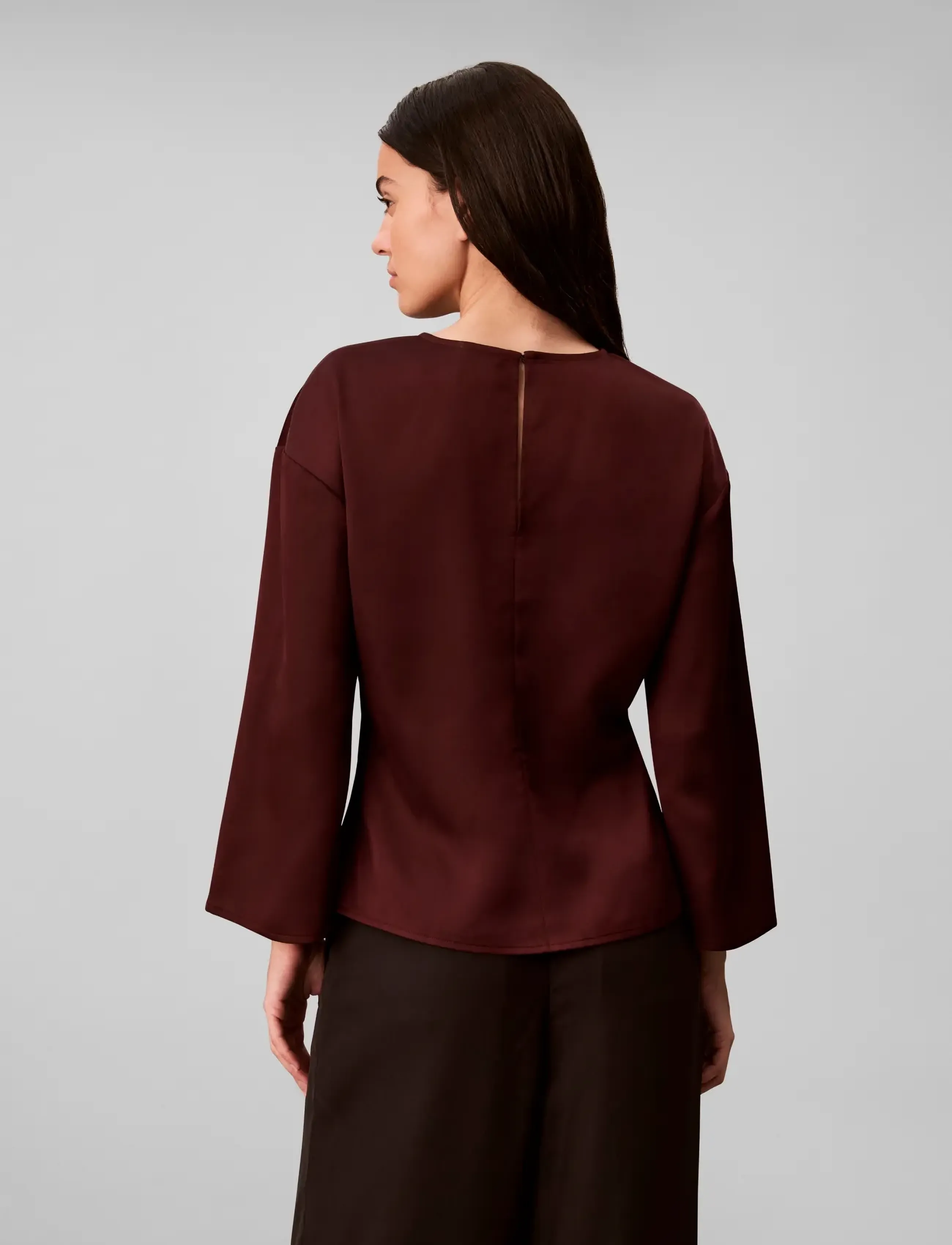 Calvin Klein - MATTE SATIN LS RUCHED TOP - langærmede bluser - burgundy velvet - 2
