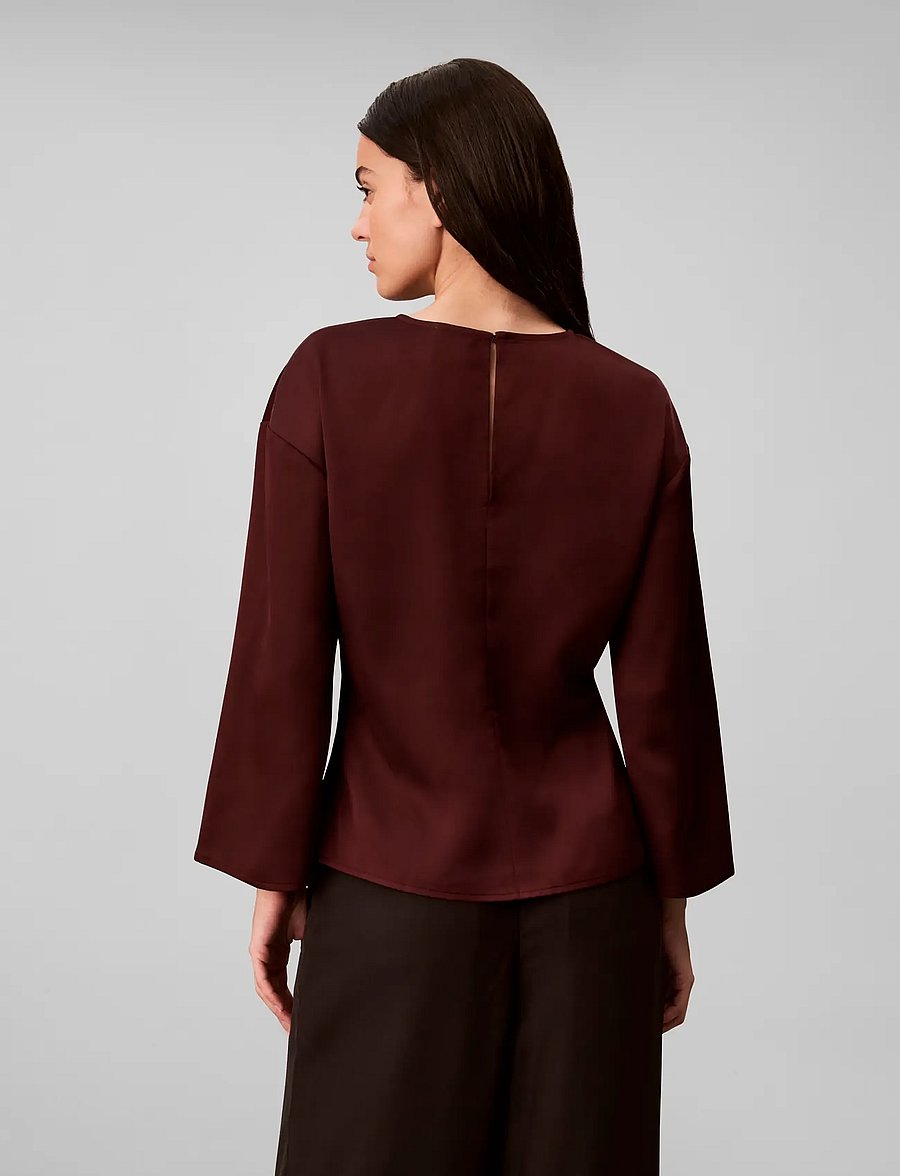Calvin Klein - MATTE SATIN LS RUCHED TOP - langærmede bluser - burgundy velvet - 2